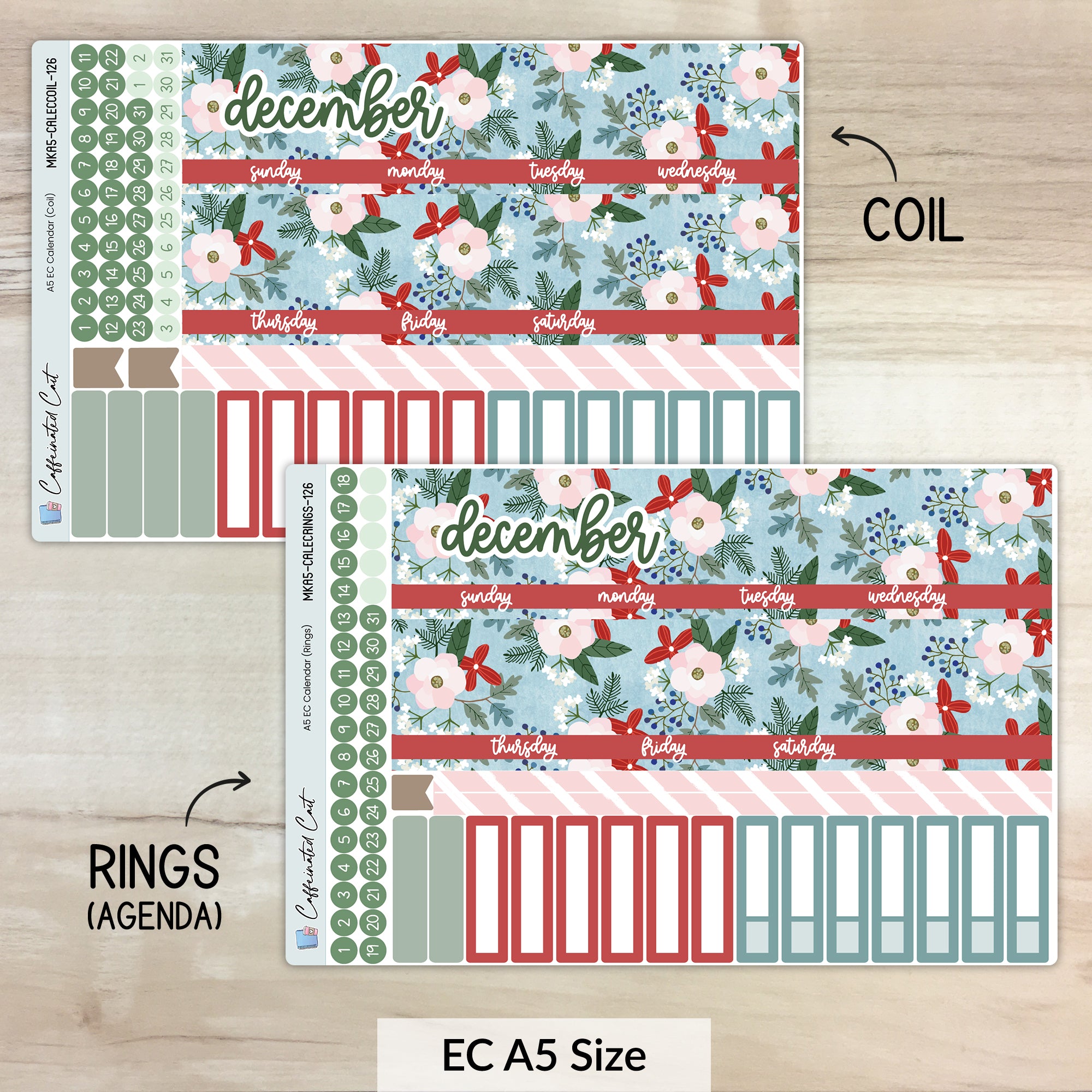 Calendar Kit for ERIN CONDREN Planners - Holly Jolly [ 126 ]