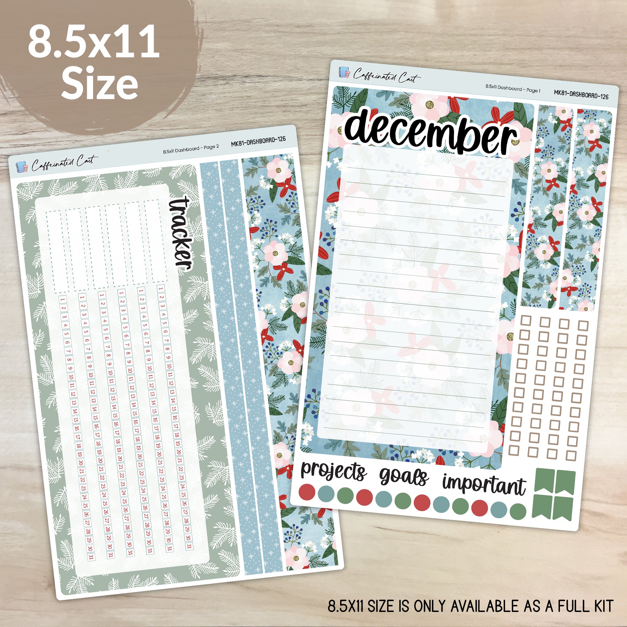 Dashboard & Notes Kit for ERIN CONDREN Planners - Holly Jolly [ 126 ]