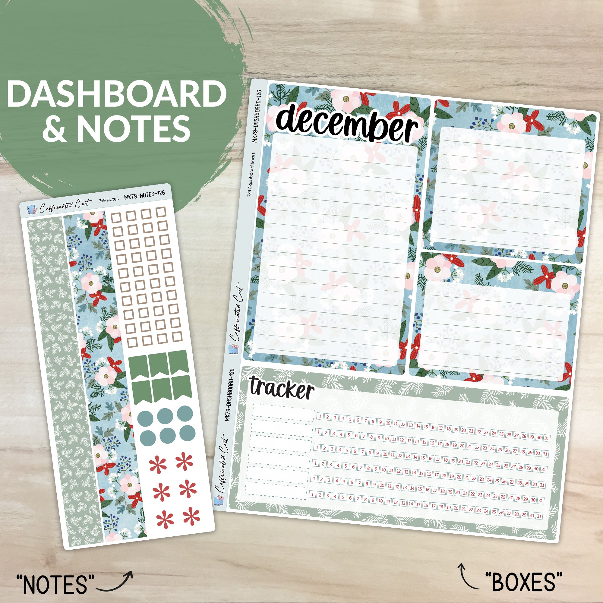 Dashboard & Notes Kit for ERIN CONDREN Planners - Holly Jolly [ 126 ]