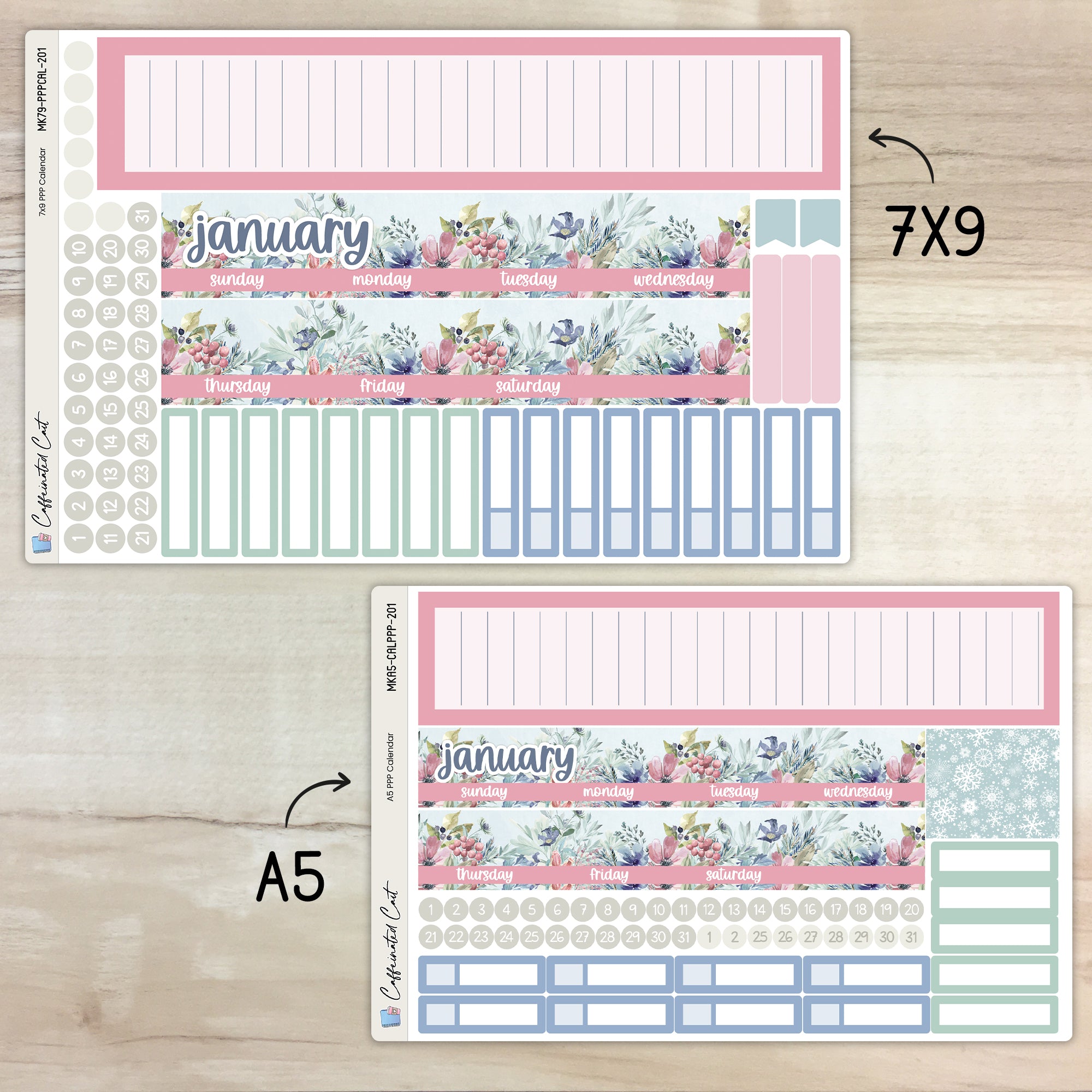 Calendar Kit for PLUM PAPER Planners - Arctic [ 201 ]