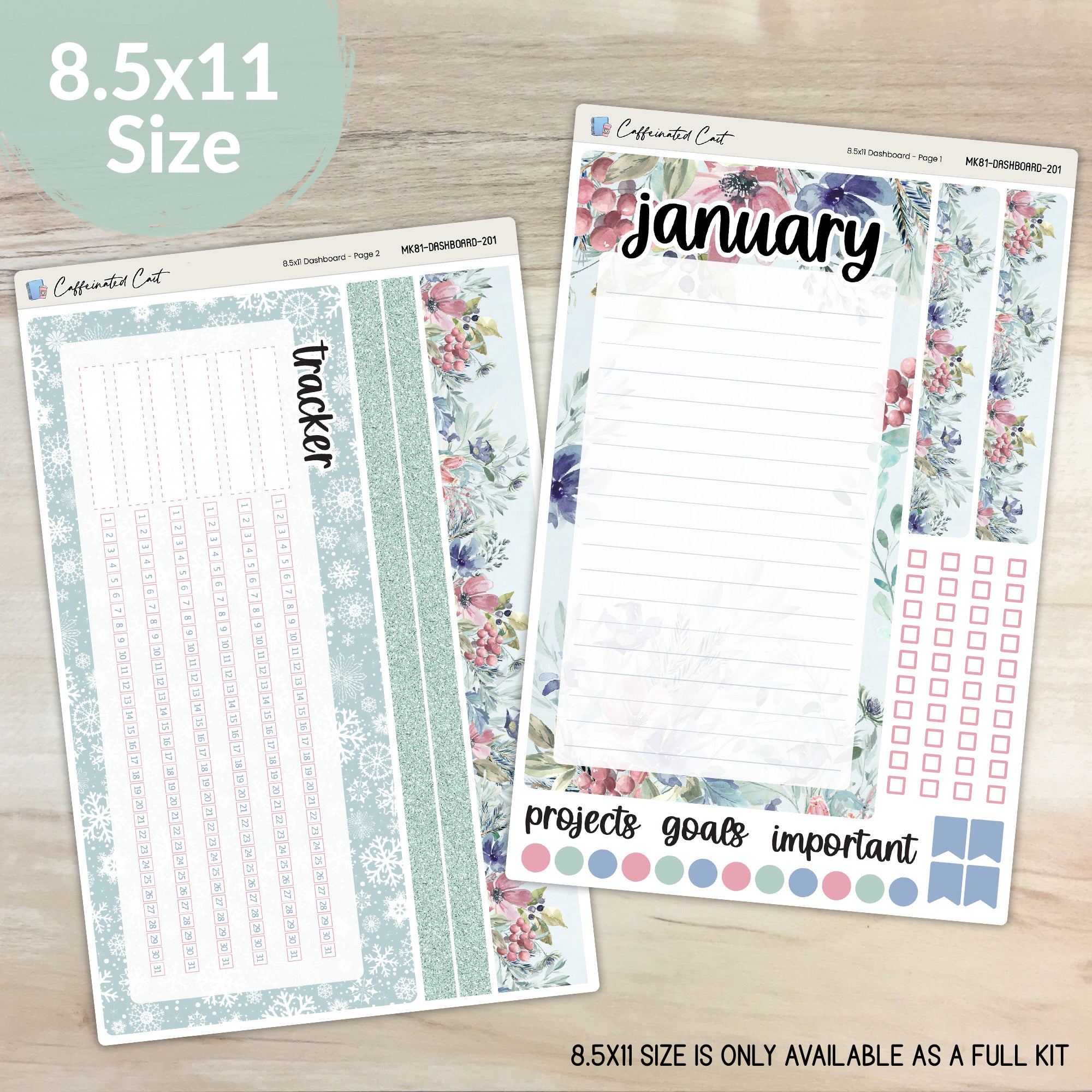 Dashboard & Notes Kit for ERIN CONDREN Planners - Arctic [ 201 ]