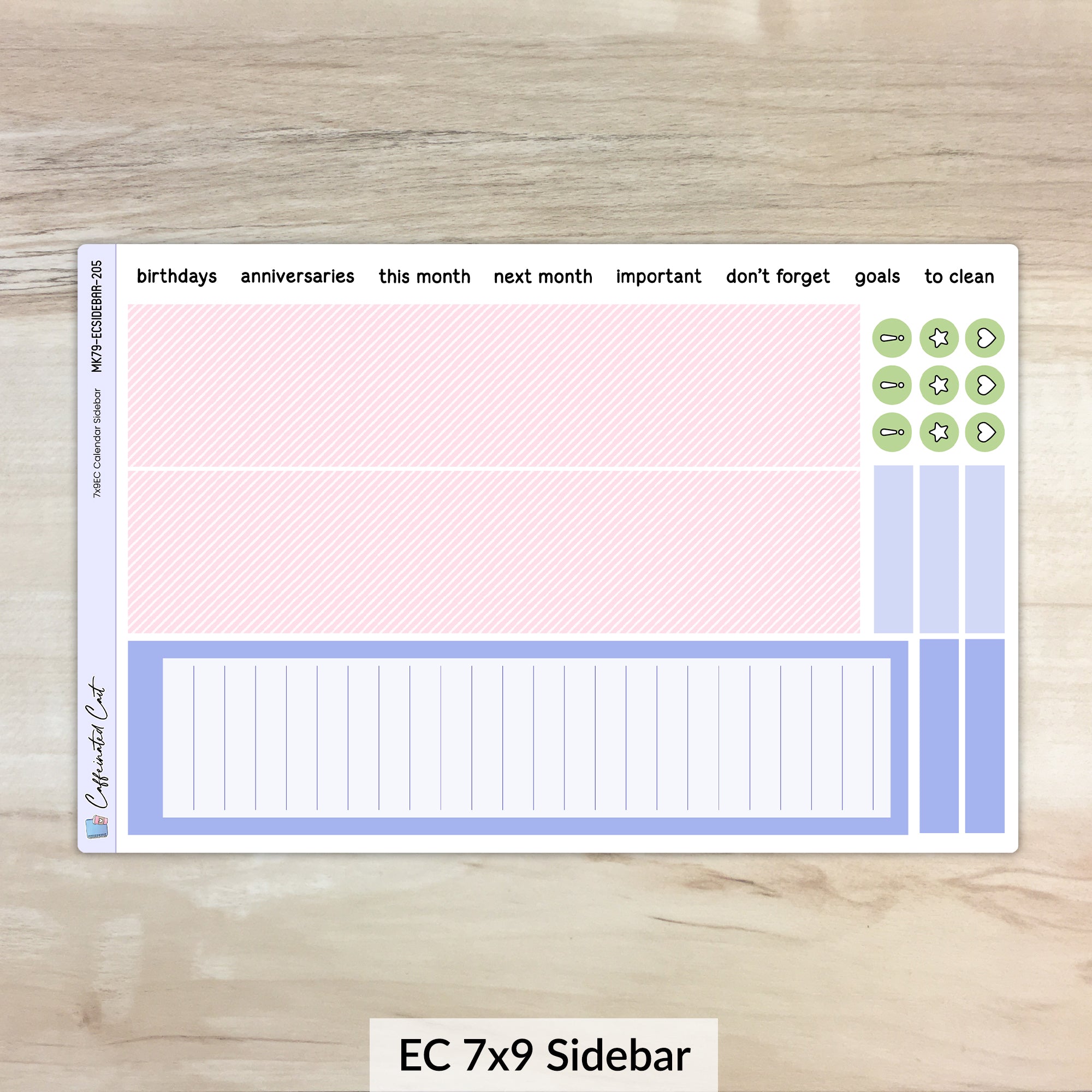 Calendar Kit for ERIN CONDREN Planners - Periwinkle [ 205 ]