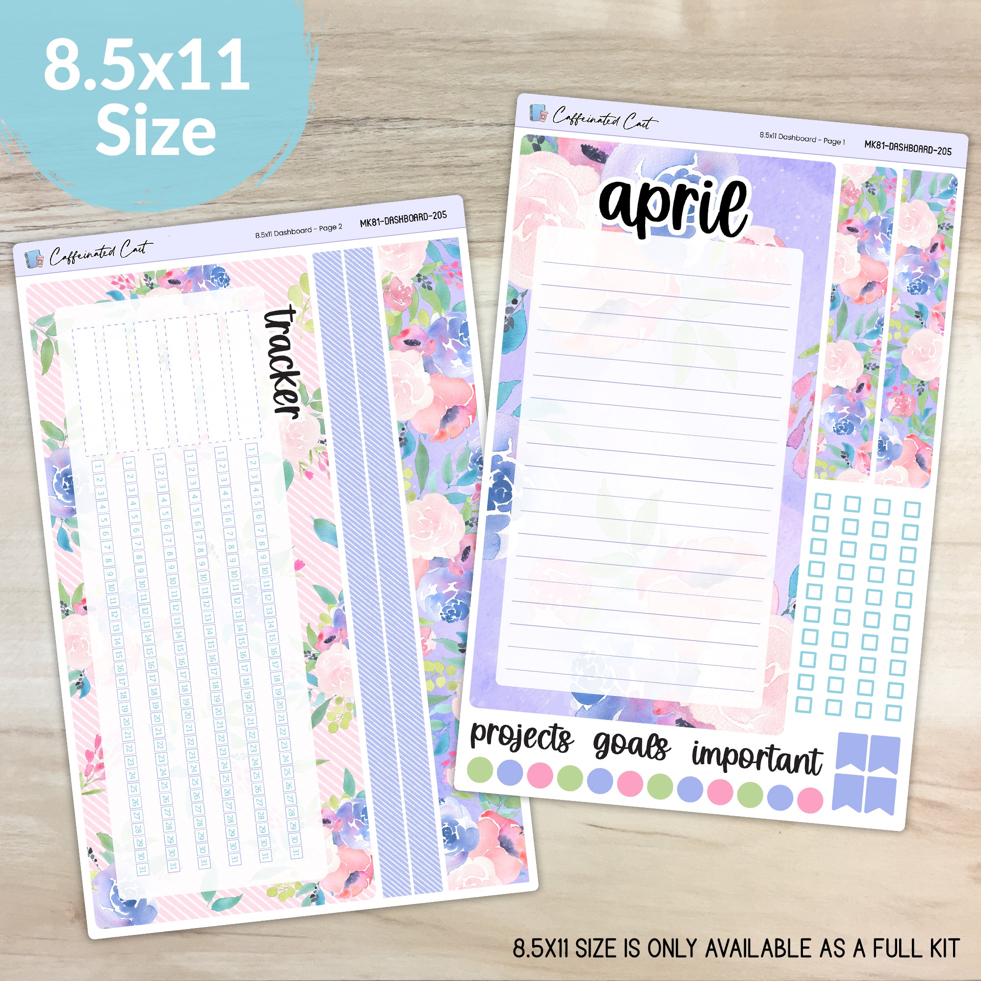 Dashboard & Notes Kit for ERIN CONDREN Planners - Periwinkle [ 205 ]