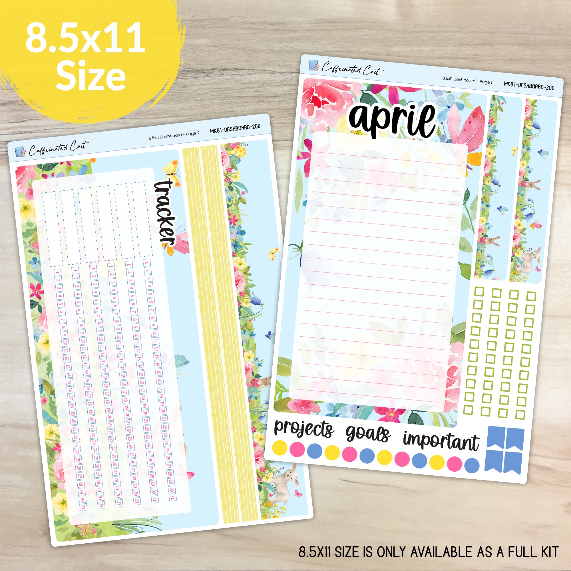 Dashboard & Notes Kit for ERIN CONDREN Planners - Spring Meadow [ 206 ]