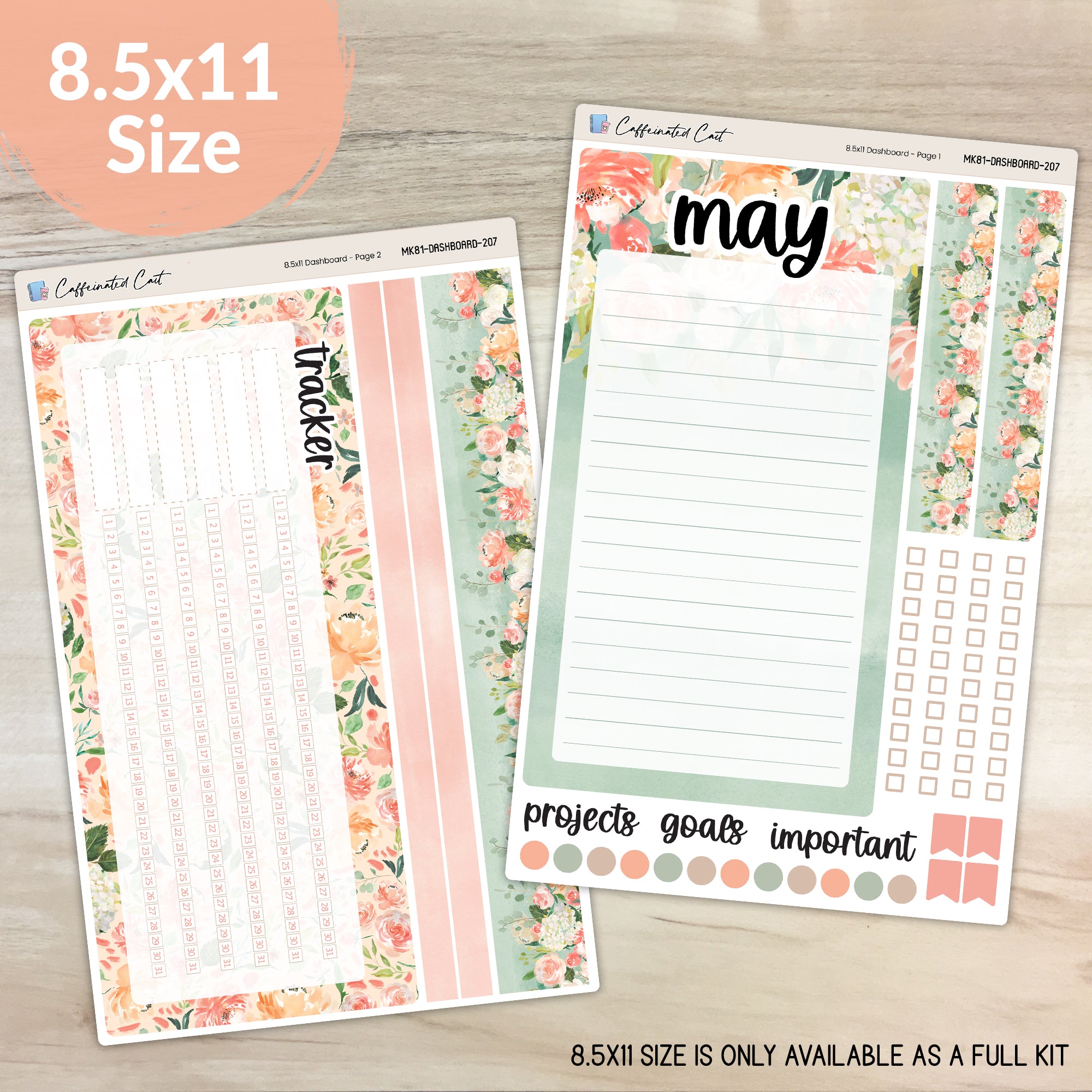 Dashboard & Notes Kit for ERIN CONDREN Planners - Spring Romance [ 207 ]