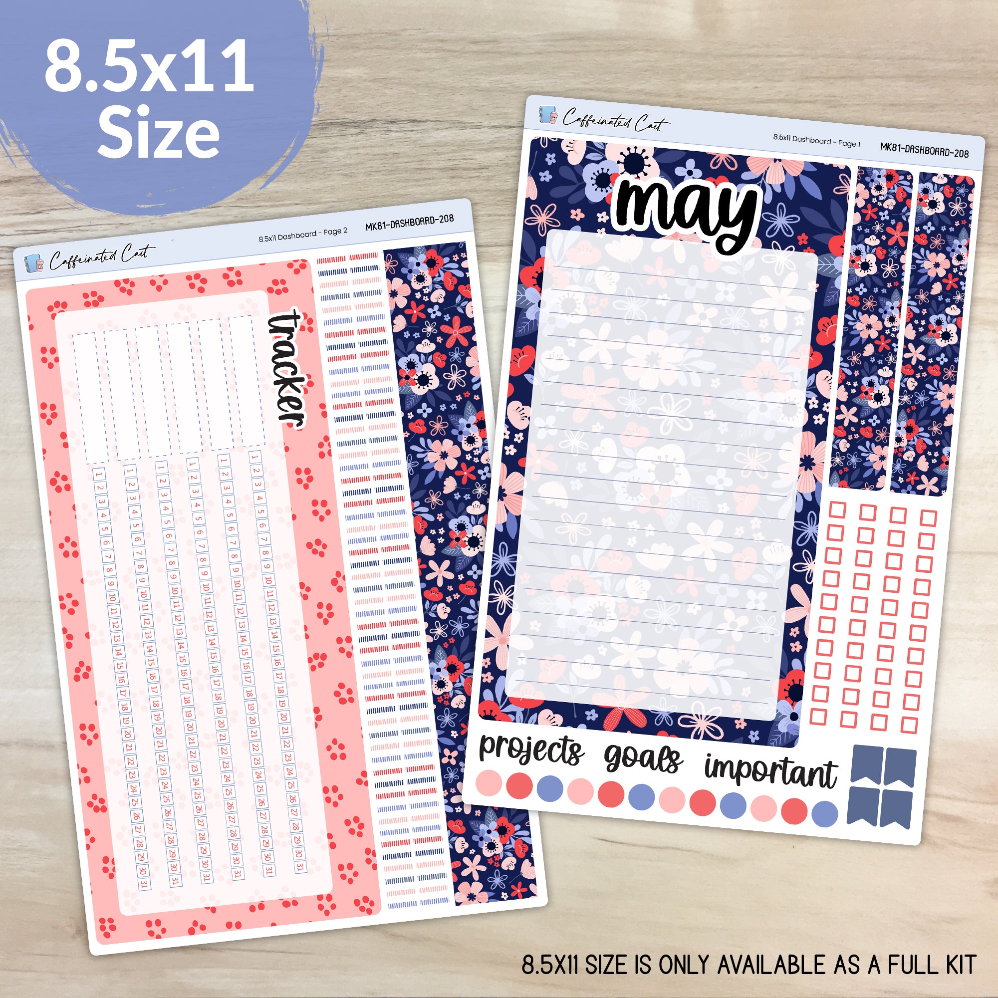 Dashboard & Notes Kit for ERIN CONDREN Planners - Memorial [ 208 ]