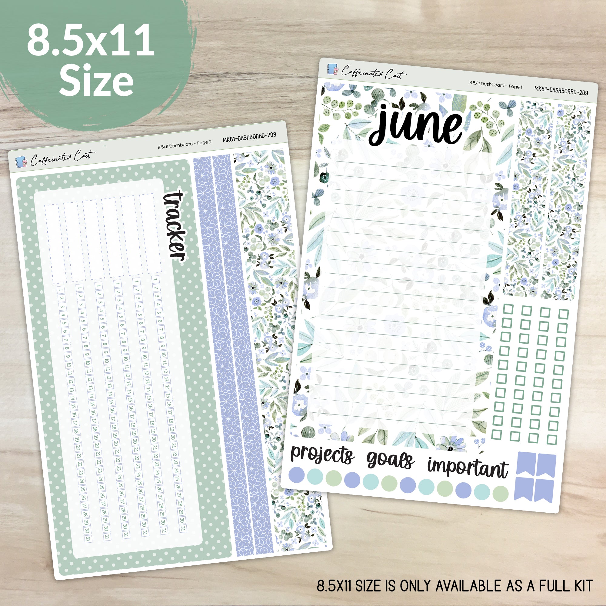 Dashboard & Notes Kit for ERIN CONDREN Planners - Graceful [ 209 ]