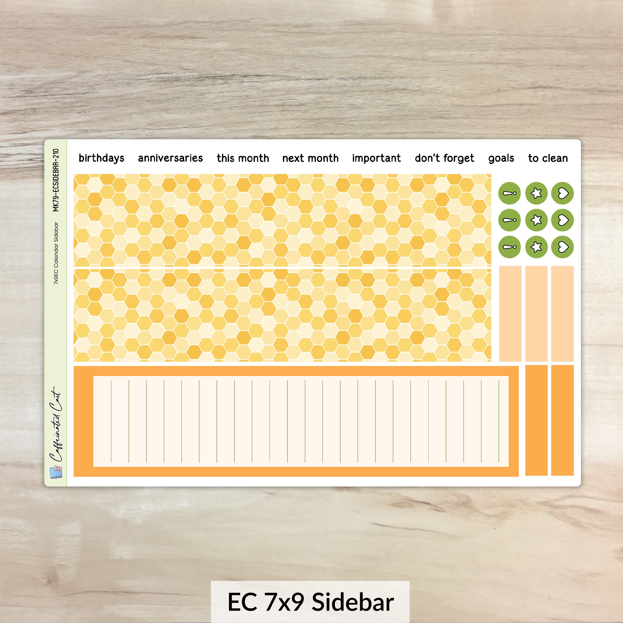 Calendar Kit for ERIN CONDREN Planners - Bee Garden [ 210 ]