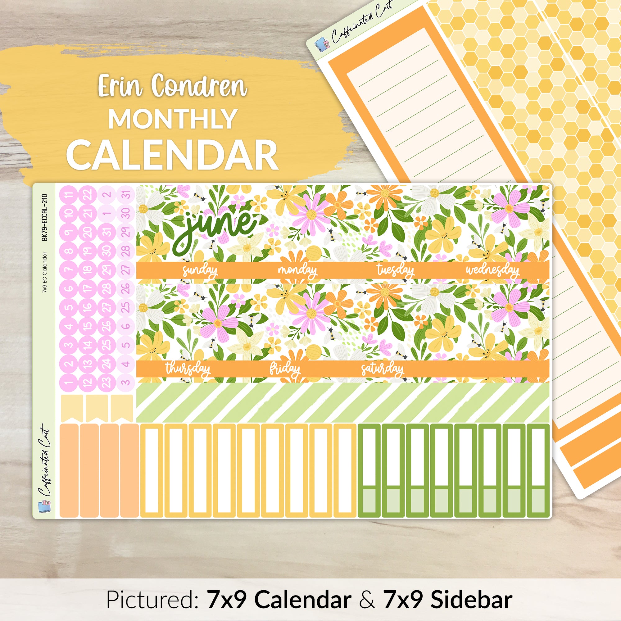 Calendar Kit for ERIN CONDREN Planners - Bee Garden [ 210 ]