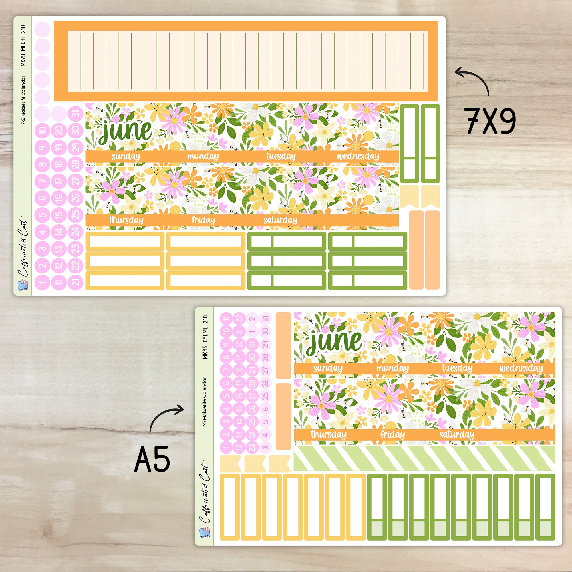 Calendar Kit for MAKSELIFE Planners - Bee Garden [ 210 ]