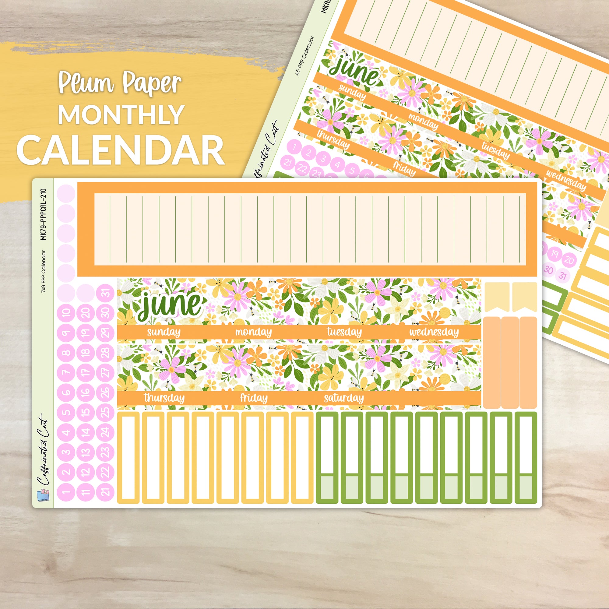 Calendar Kit for PLUM PAPER Planners - Bee Garden [ 210 ]