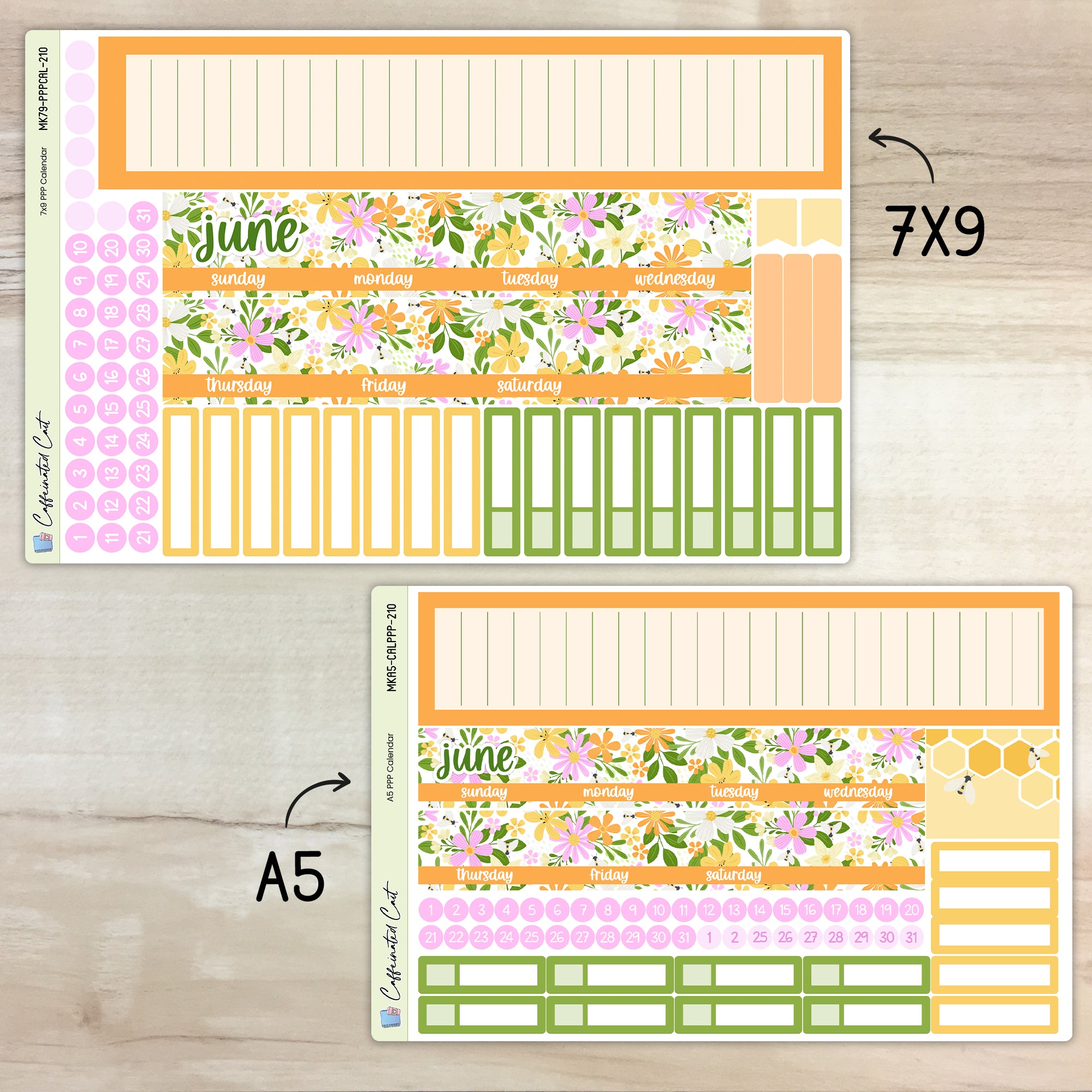 Calendar Kit for PLUM PAPER Planners - Bee Garden [ 210 ]