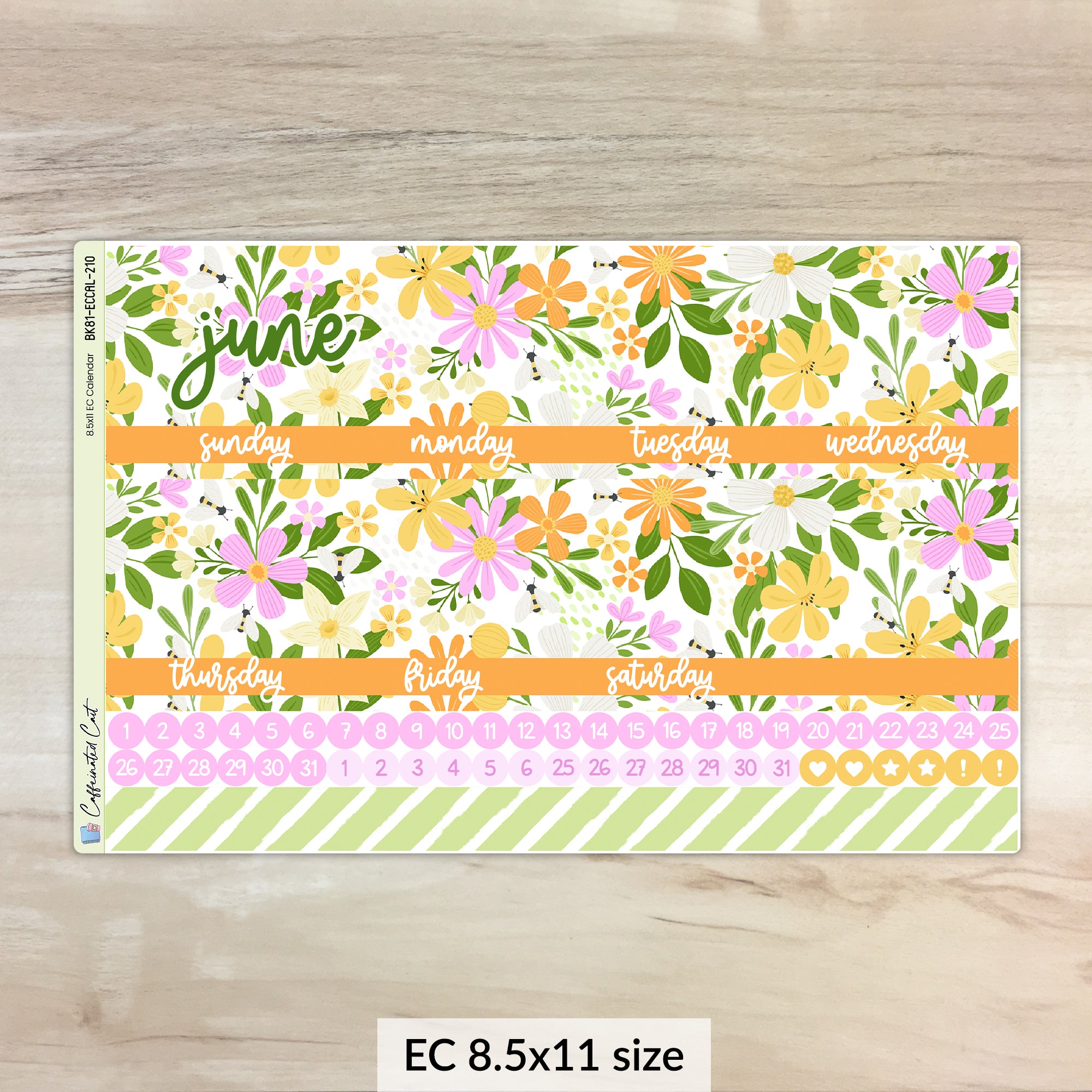 Calendar Kit for ERIN CONDREN Planners - Bee Garden [ 210 ]