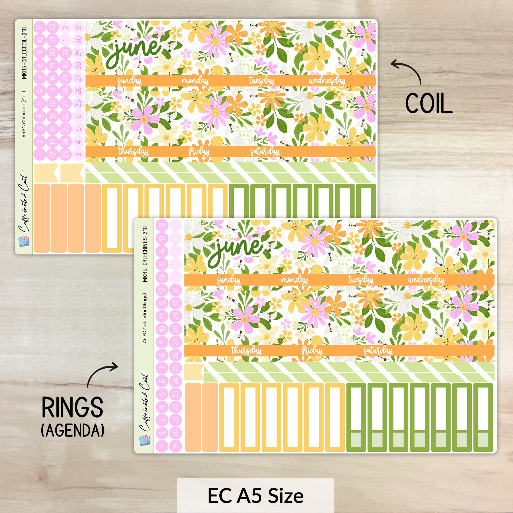 Calendar Kit for ERIN CONDREN Planners - Bee Garden [ 210 ]