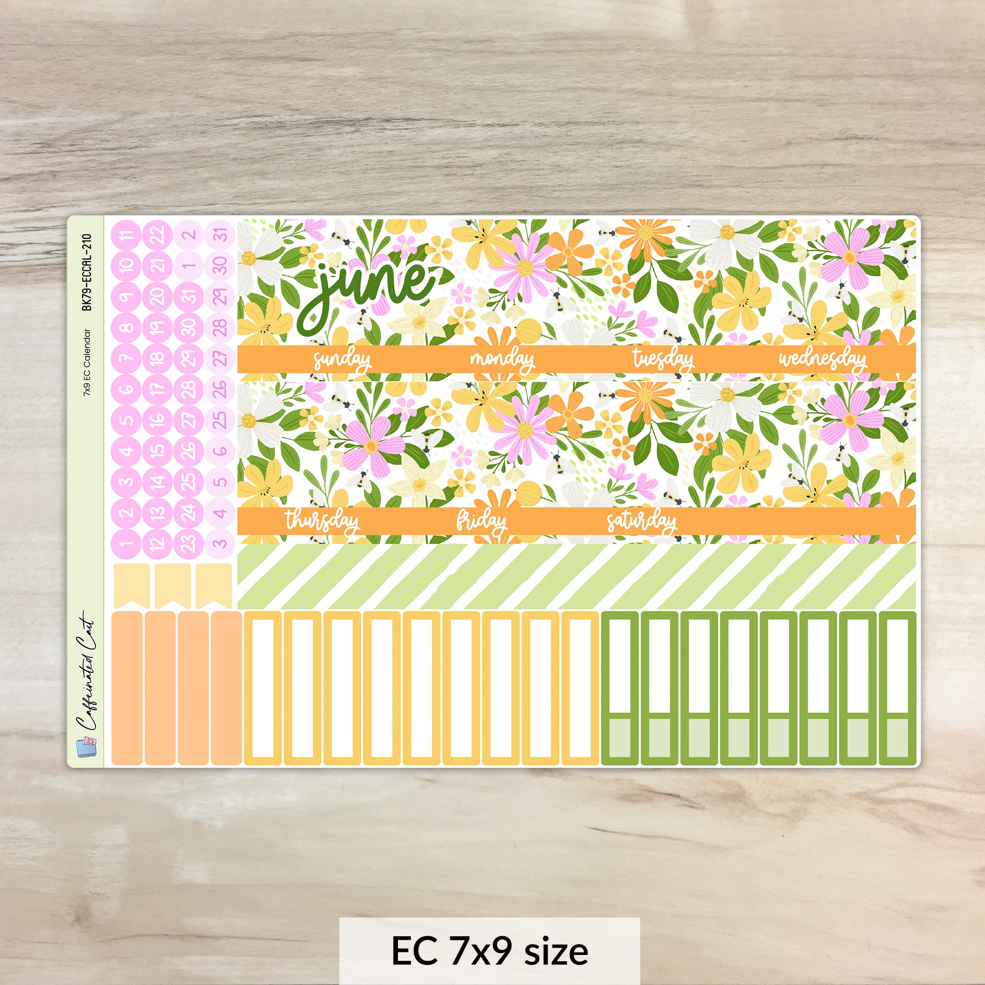 Calendar Kit for ERIN CONDREN Planners - Bee Garden [ 210 ]