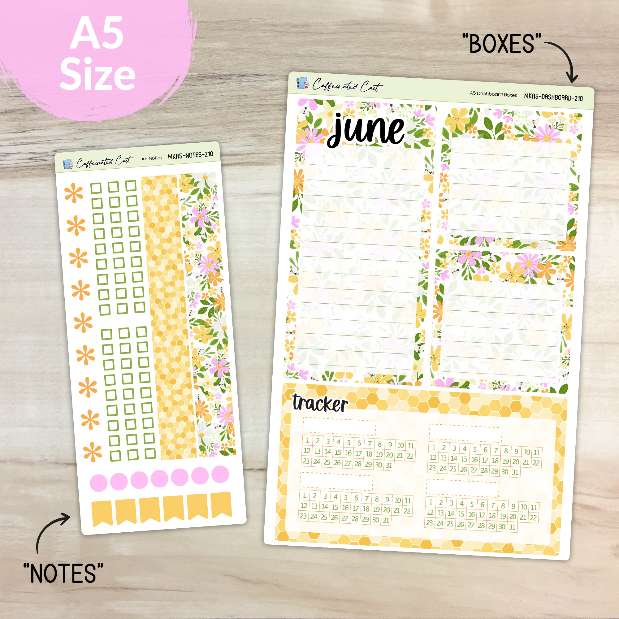 Dashboard & Notes Kit for ERIN CONDREN Planners - Bee Garden [ 210 ]