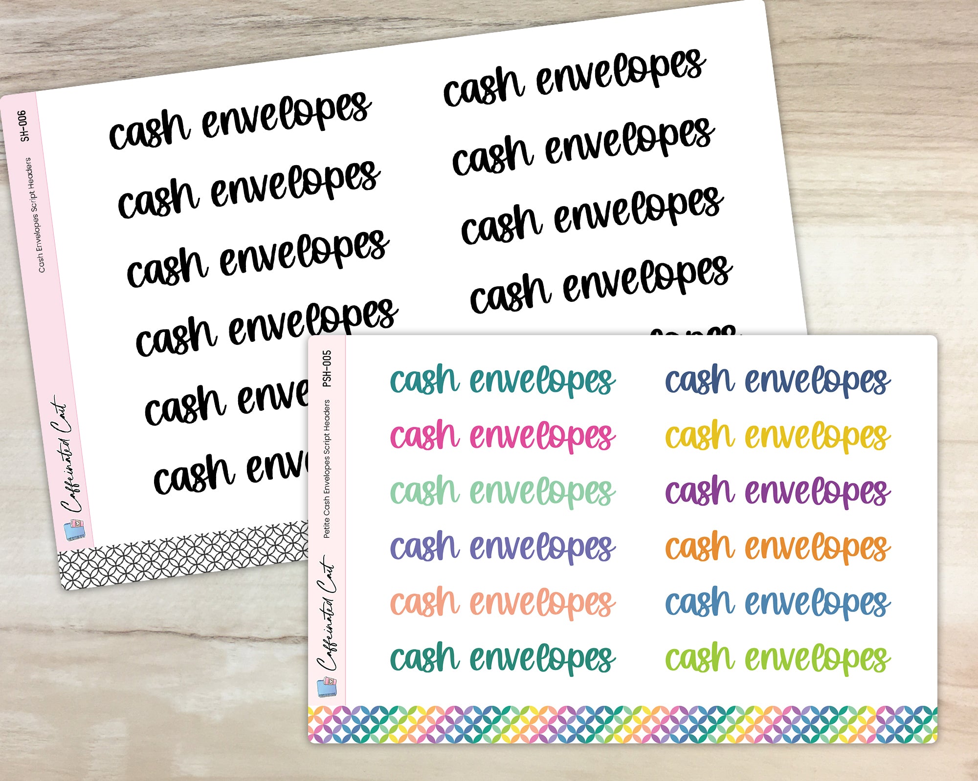 Cash Envelopes Script Header Stickers - Font C