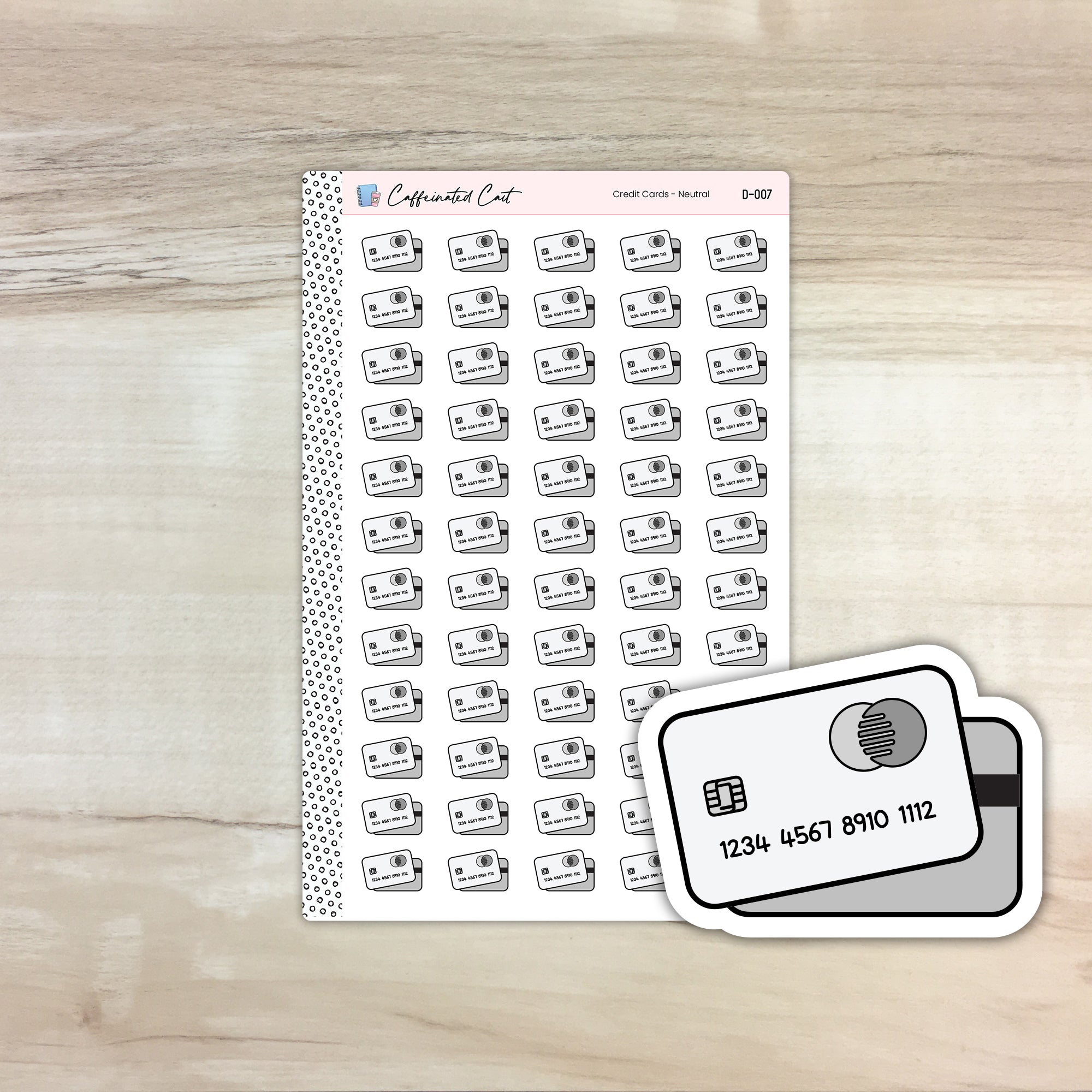 Credit Card Doodle Icon Stickers - Neutral Colorway [ D-007 ]