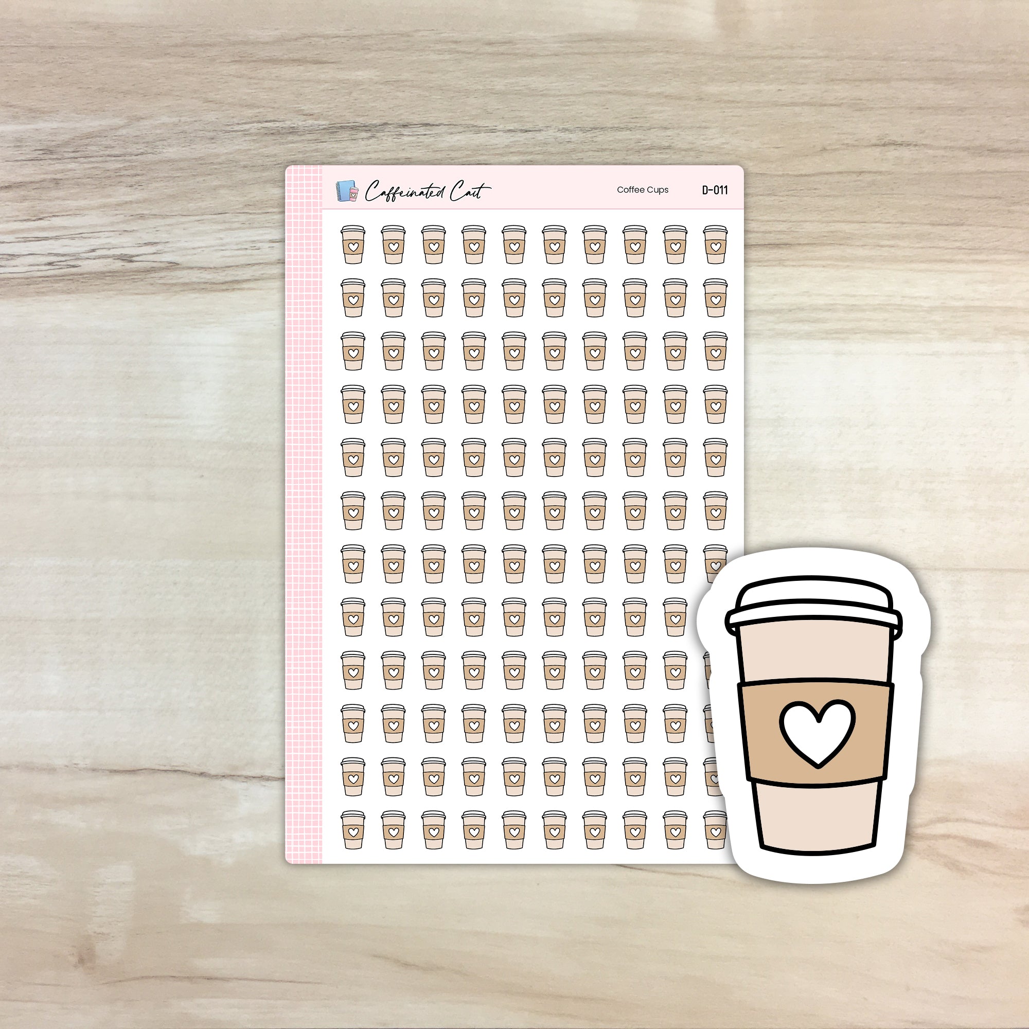 Coffee Cup Doodle Icon Stickers [ D-011 ]