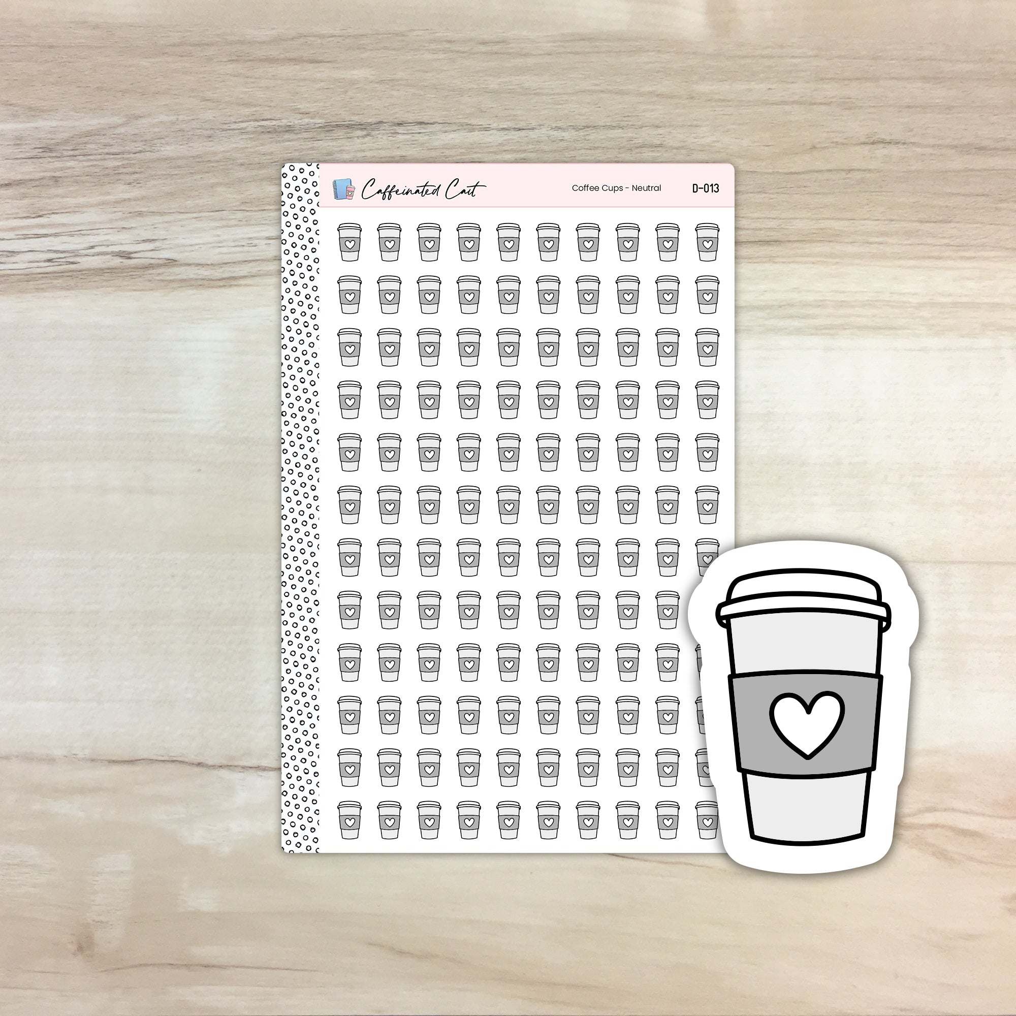 Coffee Cup Doodle Icon Stickers - Neutral Colorway [ D-013 ]