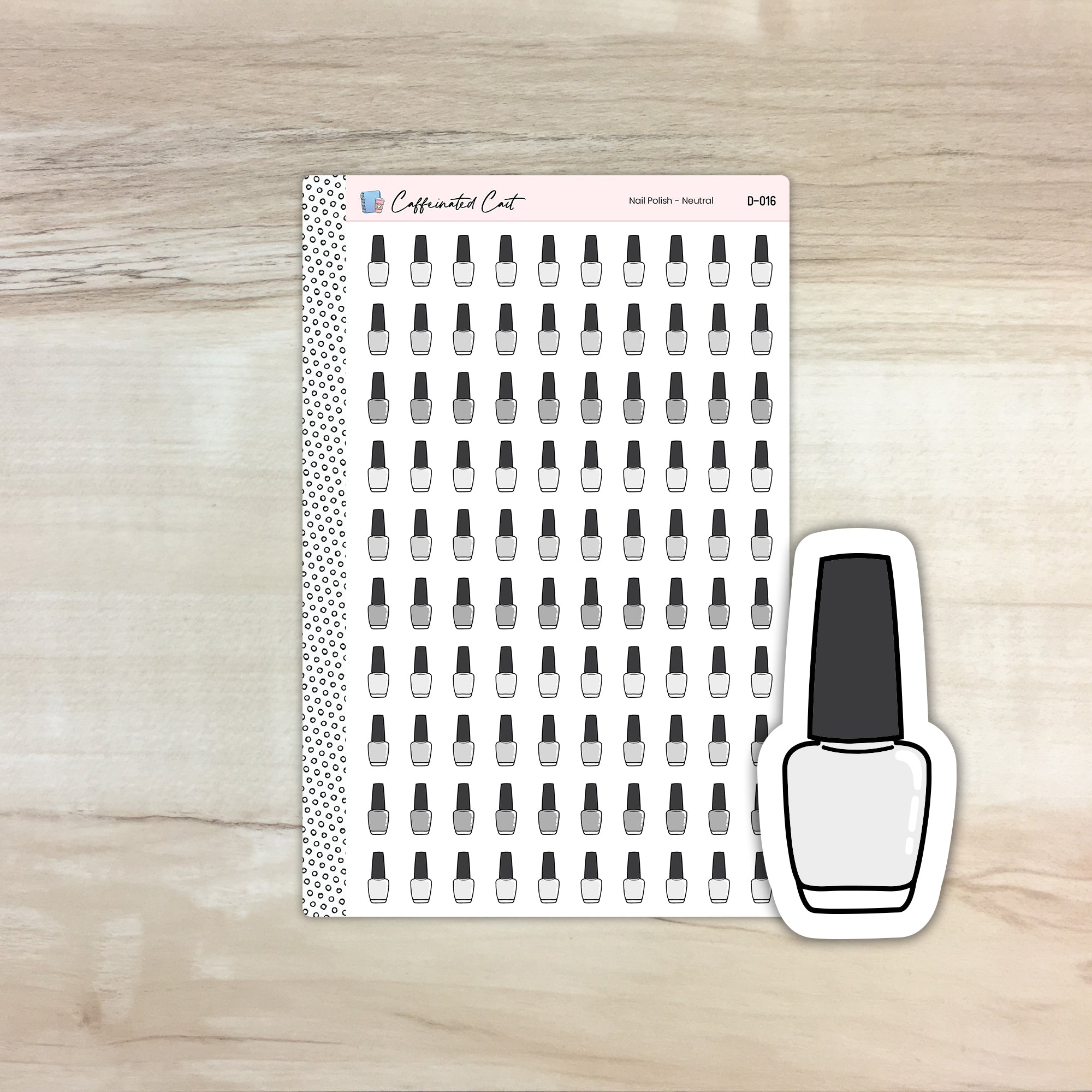 Nail Polish Doodle Icon Stickers - Neutral Colorway [ D-016 ]