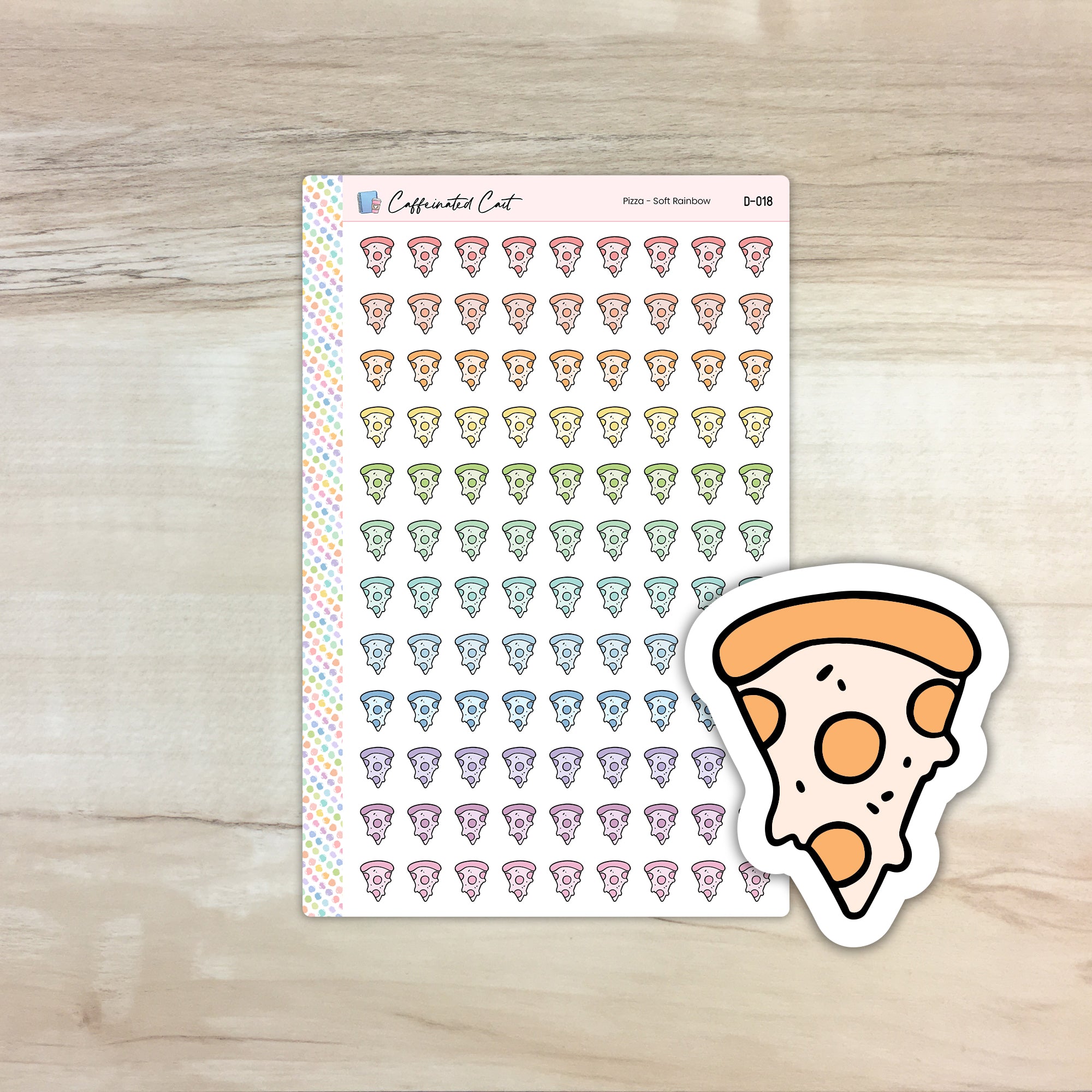 Pizza Doodle Icon Stickers - Soft Rainbow Colorway [ D-018 ]