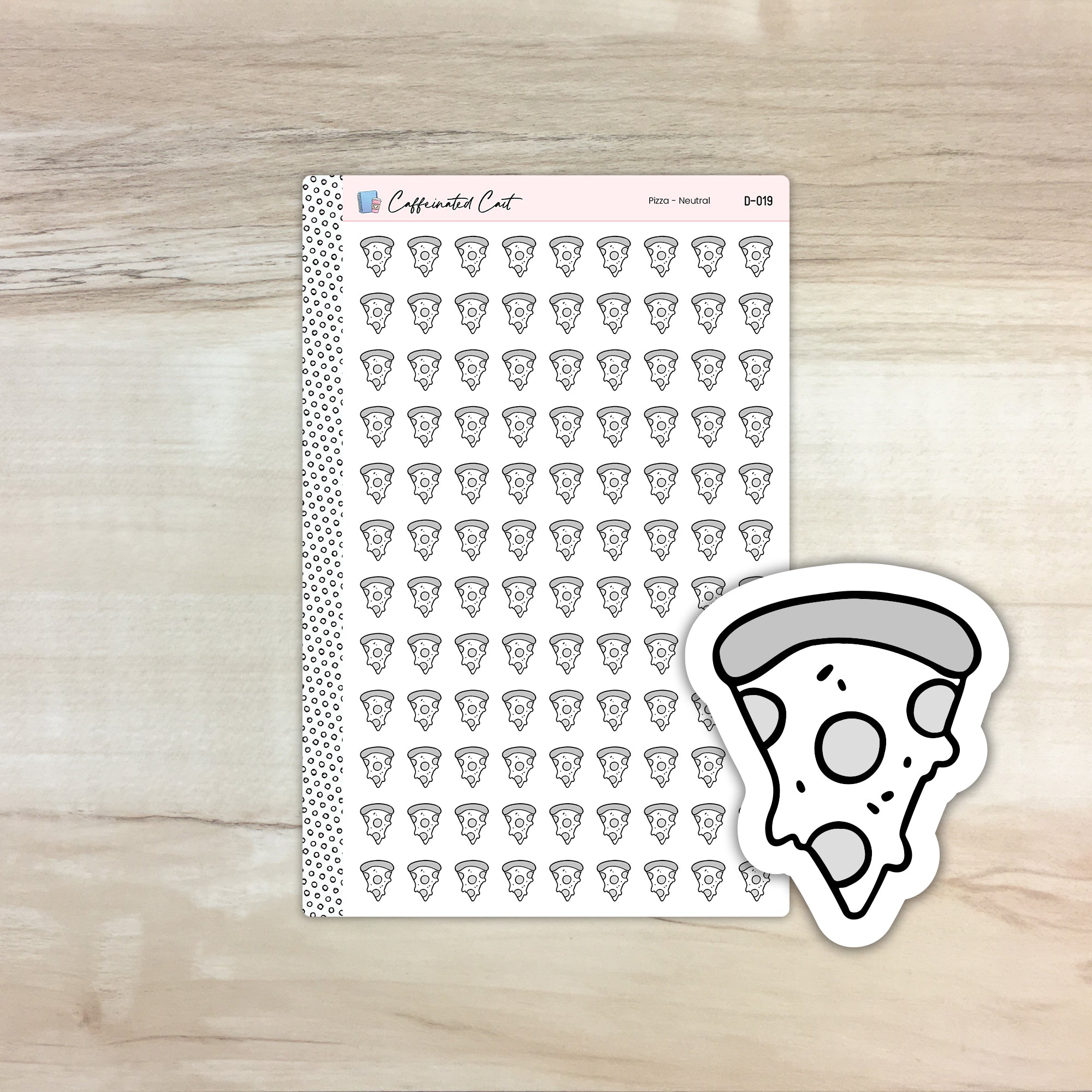 Pizza Doodle Icon Stickers - Neutral Colorway [ D-019 ]