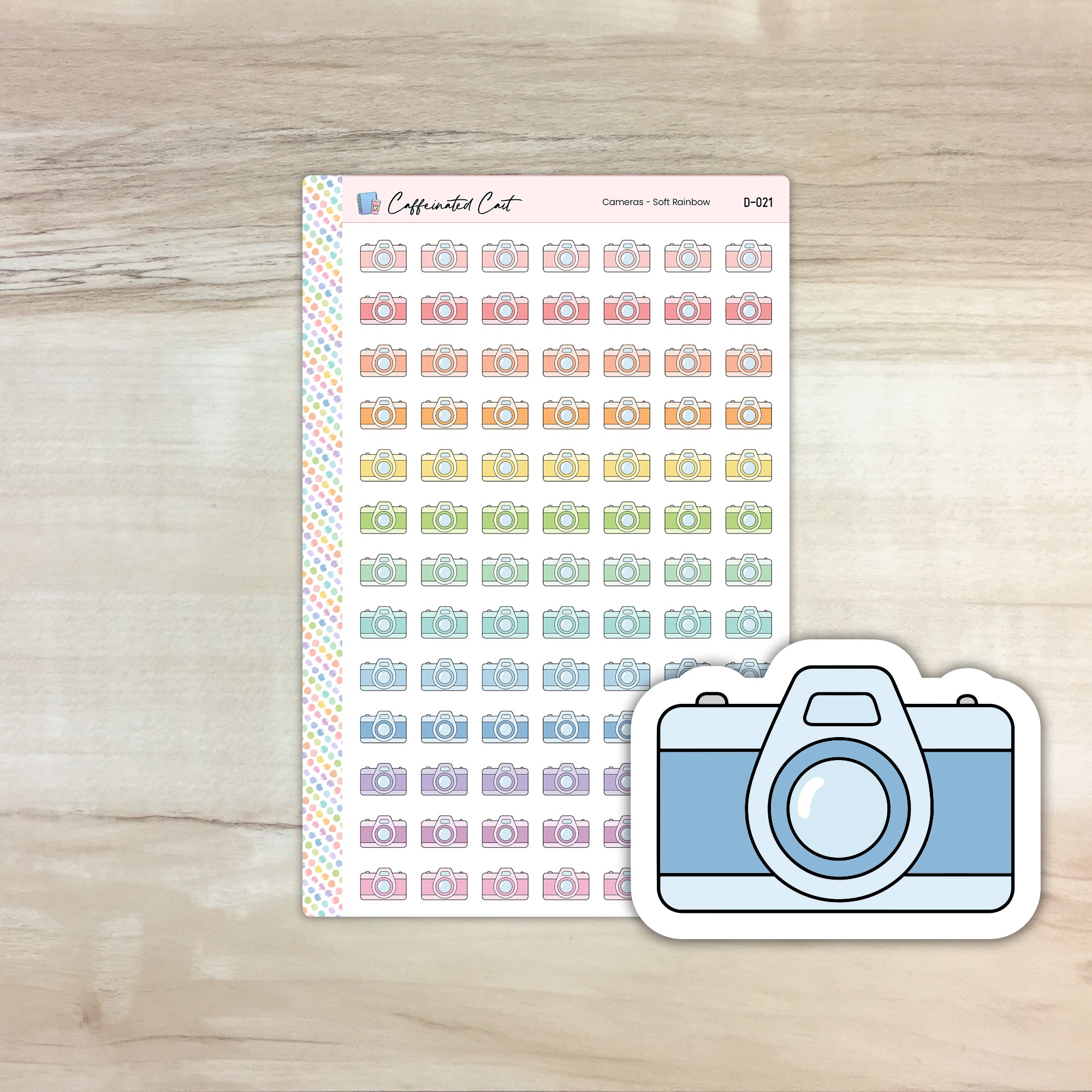 Camera Doodle Icon Stickers - Soft Rainbow Colorway [ D-021 ]