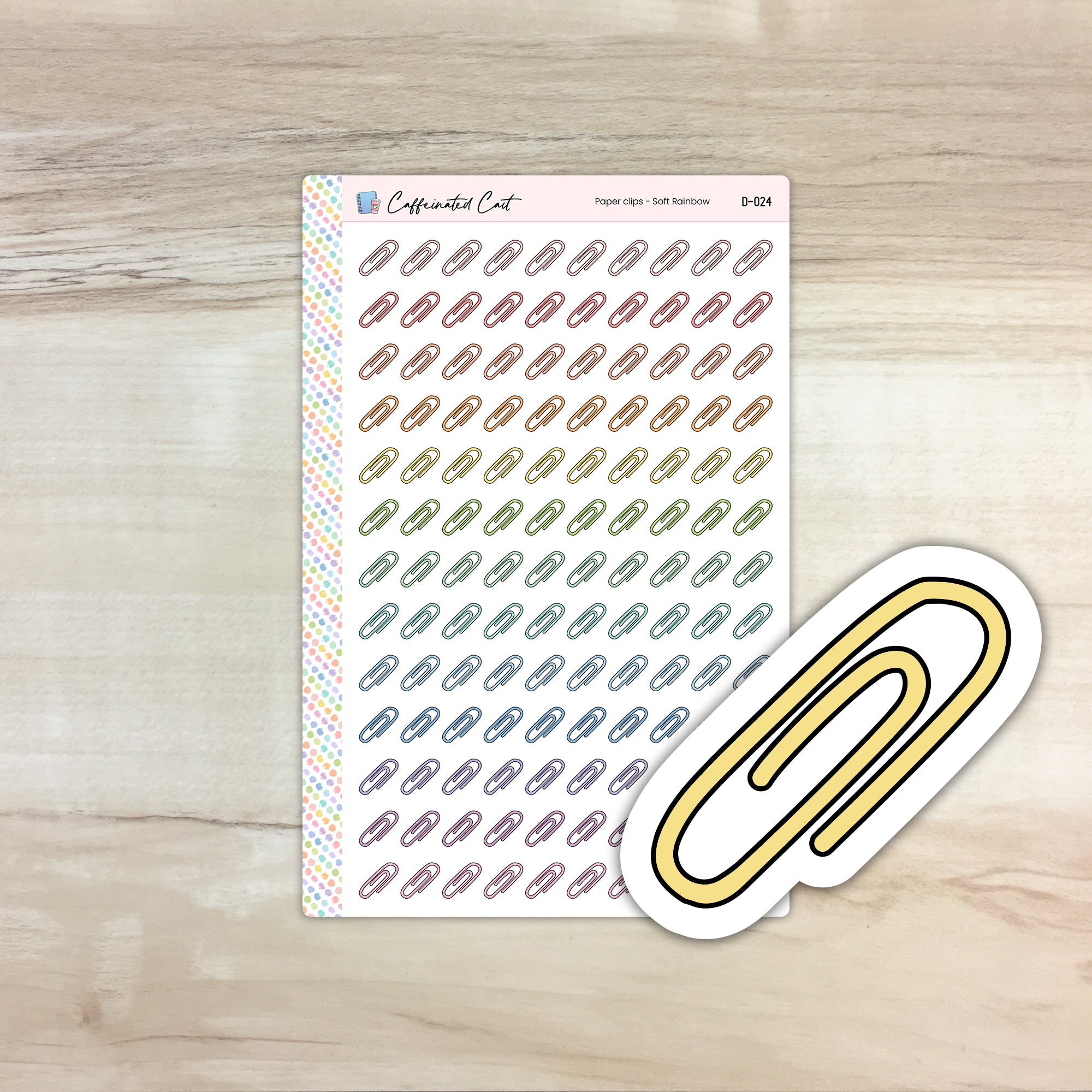 Paper Clip Doodle Icon Stickers - Soft Rainbow Colorway [ D-024 ]