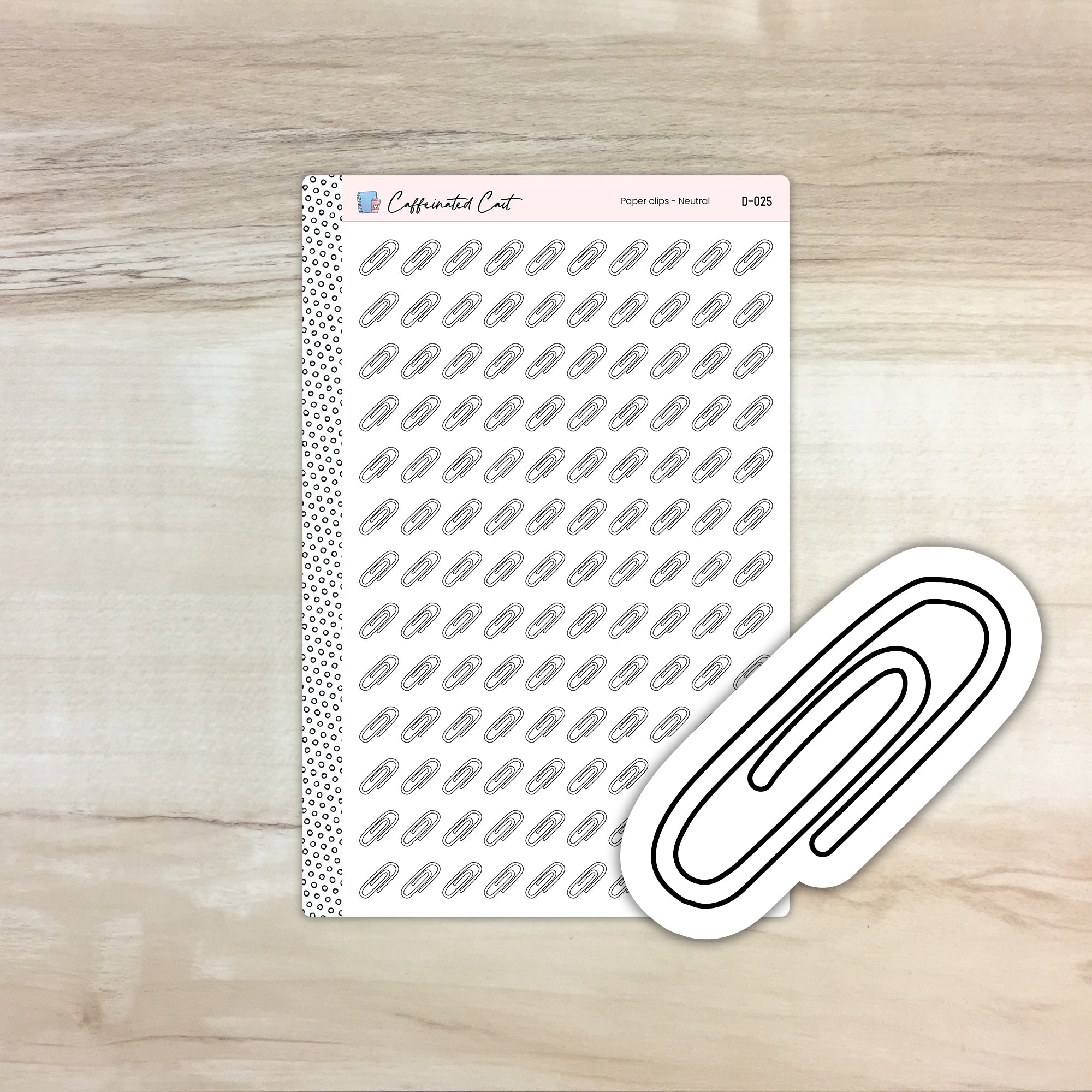 Paper Clip Doodle Icon Stickers - Neutral Colorway [ D-025 ]