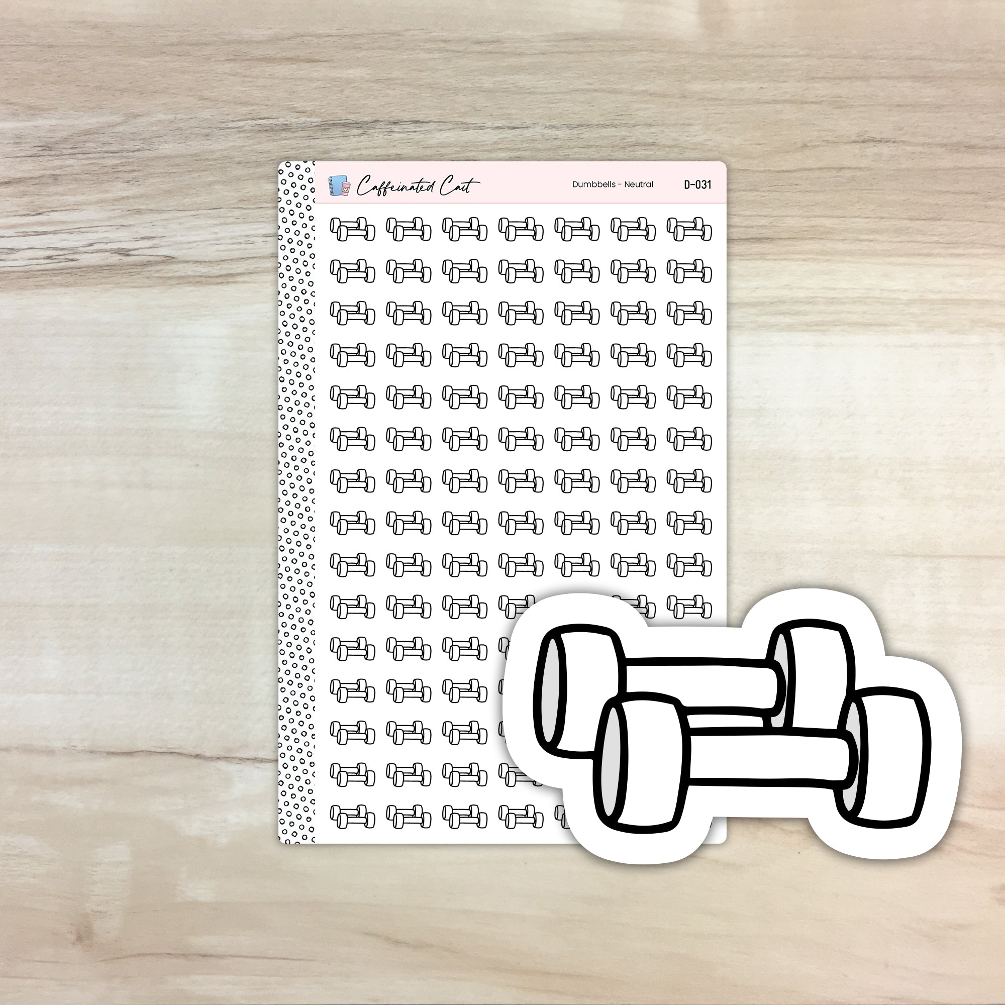 Dumbbells Doodle Icon Stickers - Neutral Colorway [ D-031 ]