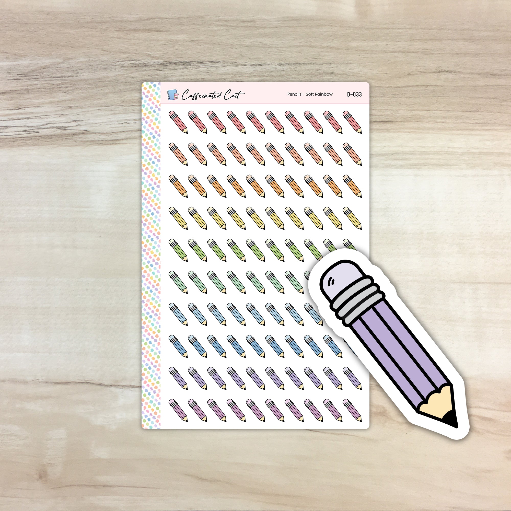 Pencil Doodle Icon Stickers - Soft Rainbow Colorway [ D-033 ]