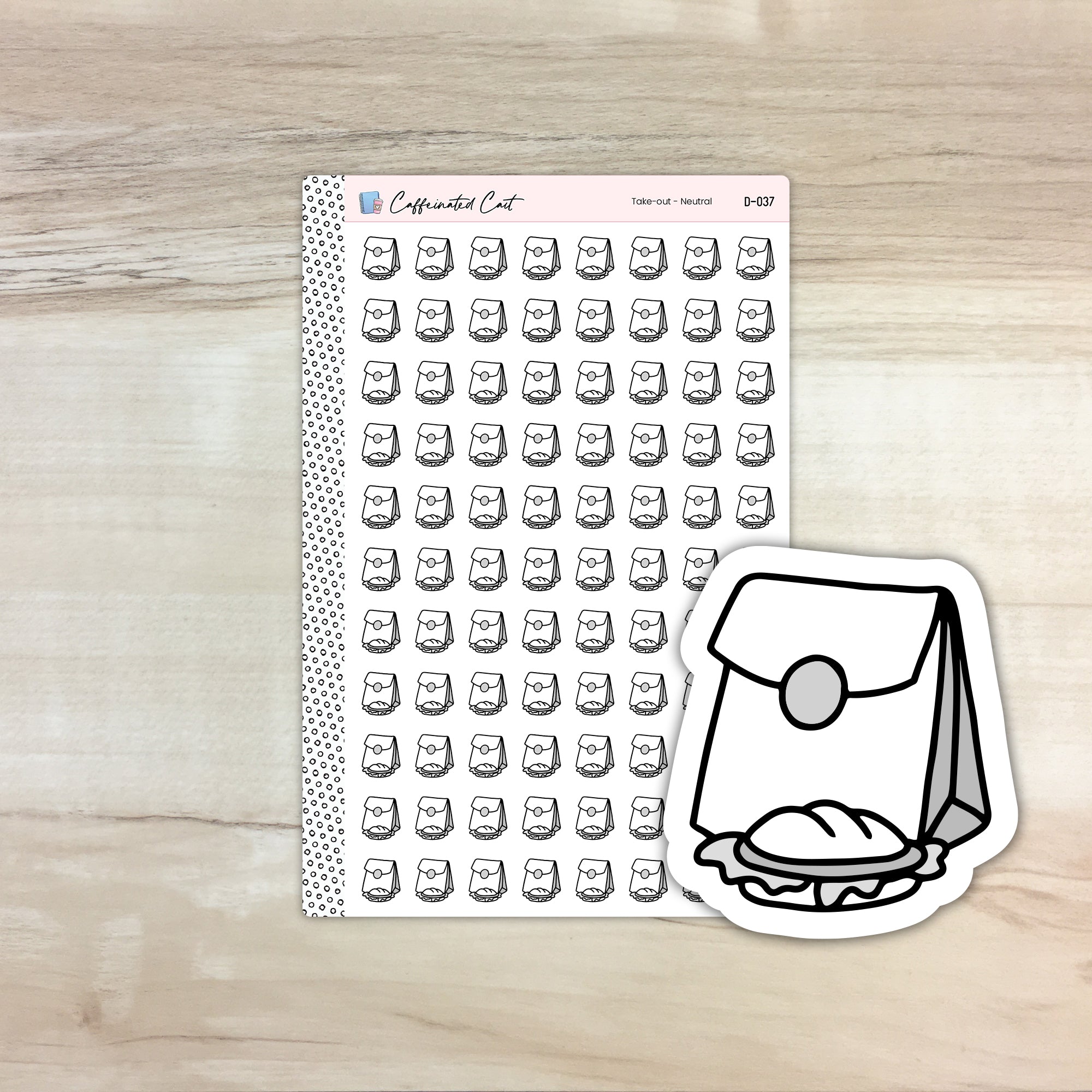 Takeout Doodle Icon Stickers - Neutral Colorway [ D-037 ]