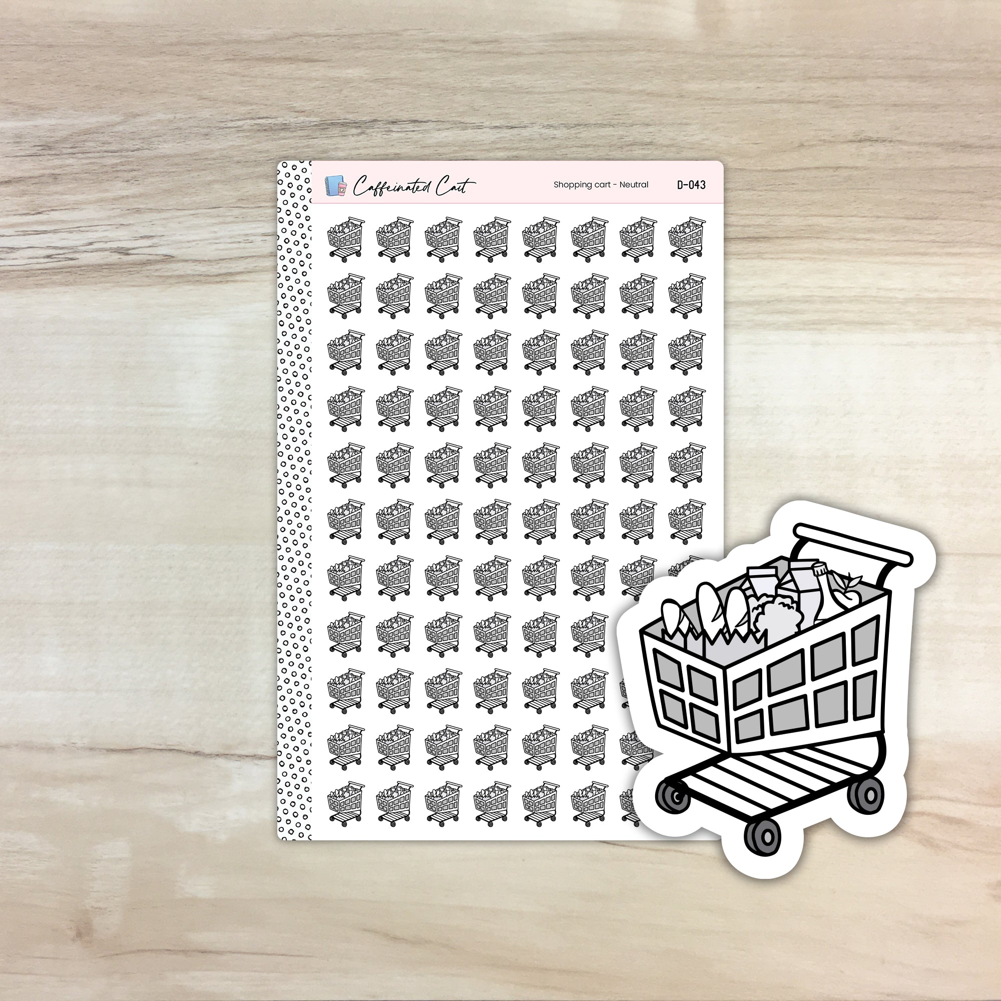 Shopping Cart Doodle Icon Stickers - Neutral Colorway [ D-043 ]