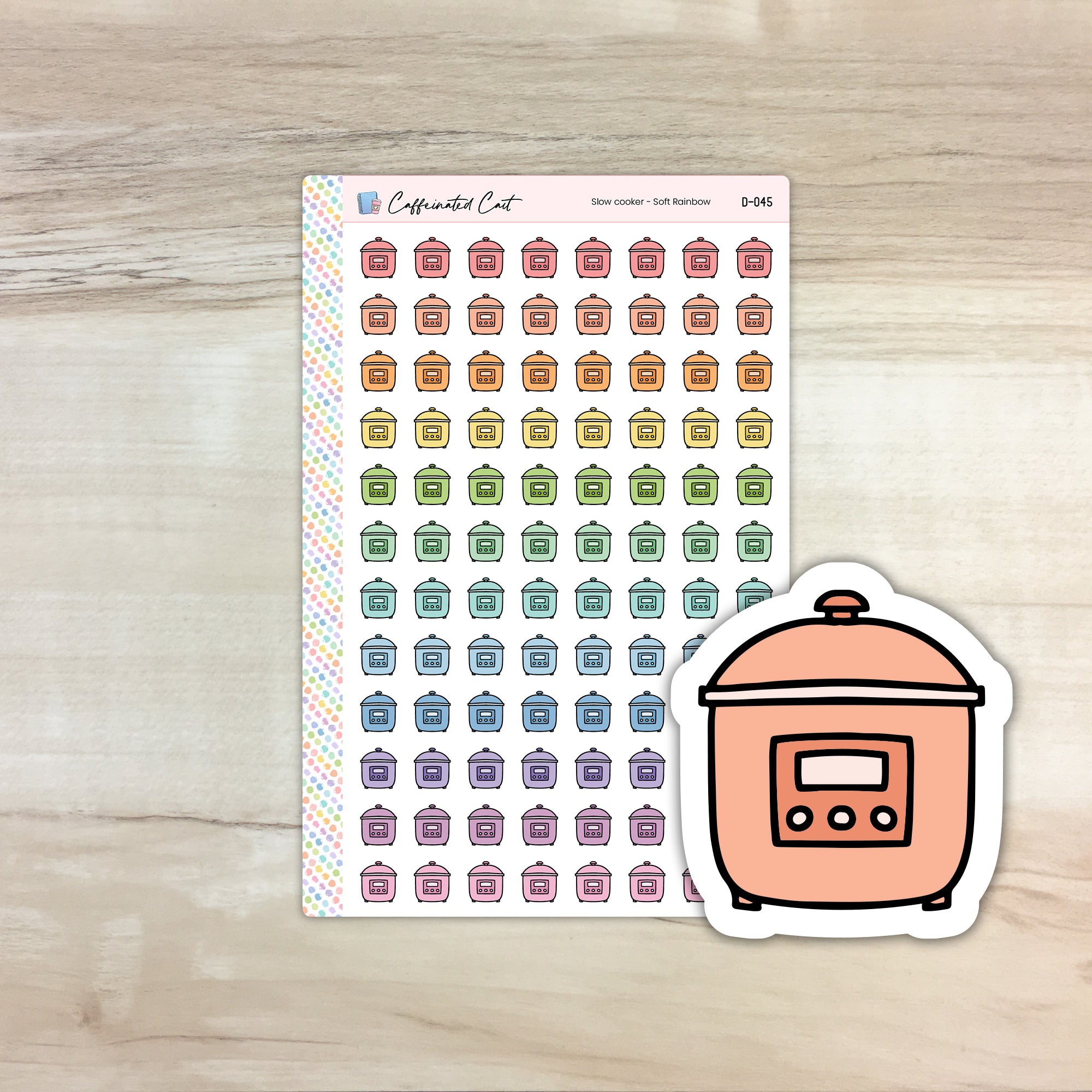 Pressure Cooker Doodle Icon Stickers - Soft Rainbow Colorway [ D-045 ]