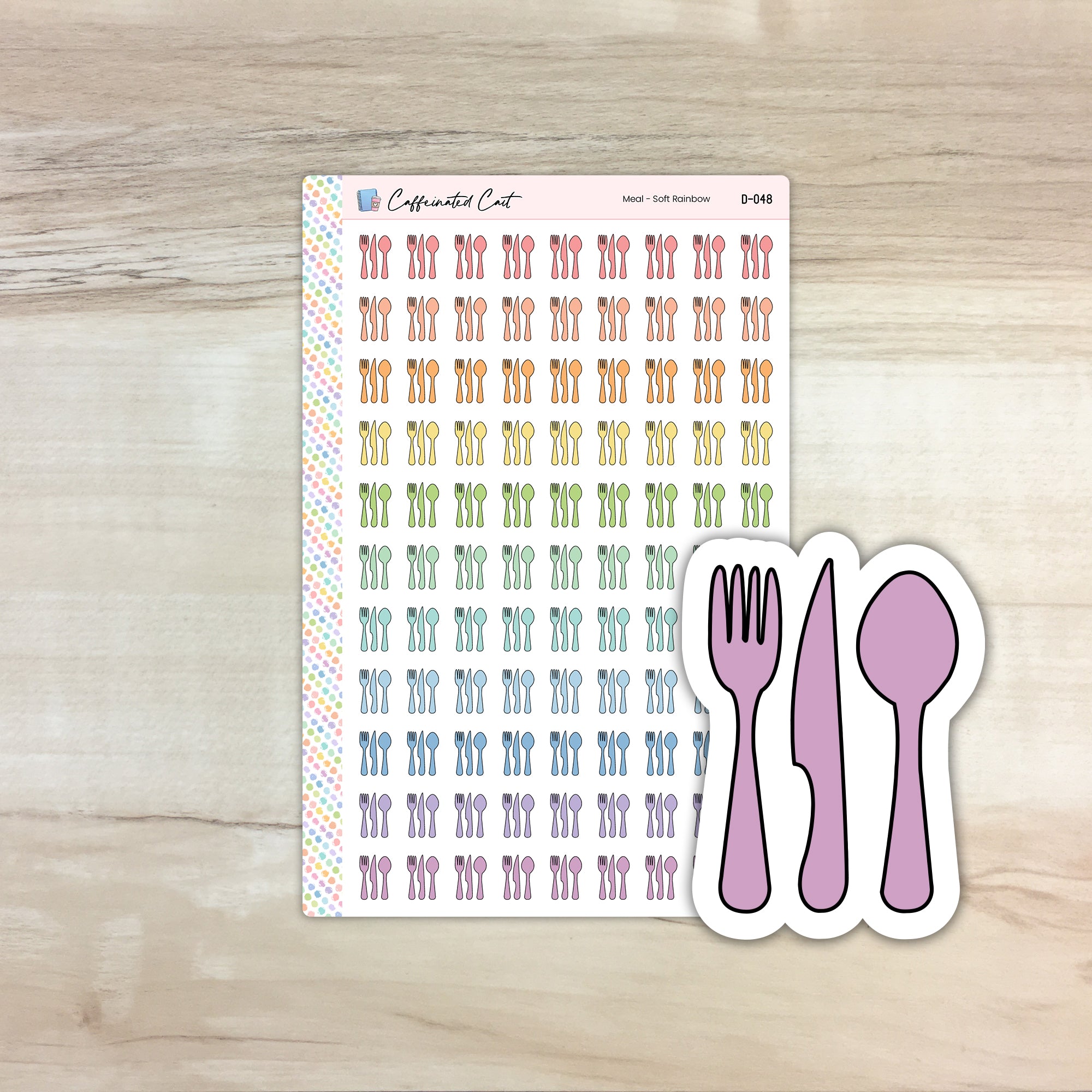 Meal Doodle Icon Stickers - Soft Rainbow Colorway [ D-048 ]