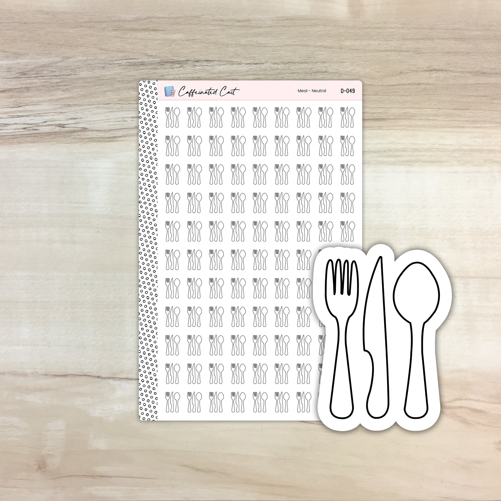 Meal Doodle Icon Stickers - Neutral Colorway [ D-049 ]