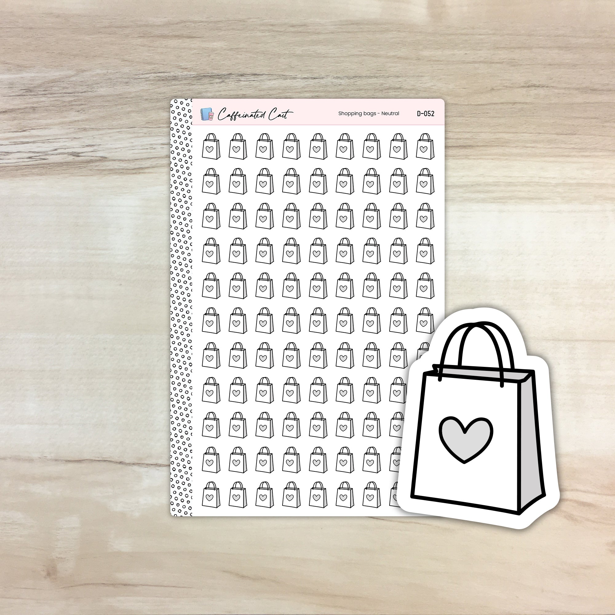 Shopping Bag Doodle Icon Stickers - Neutral Colorway [ D-052 ]