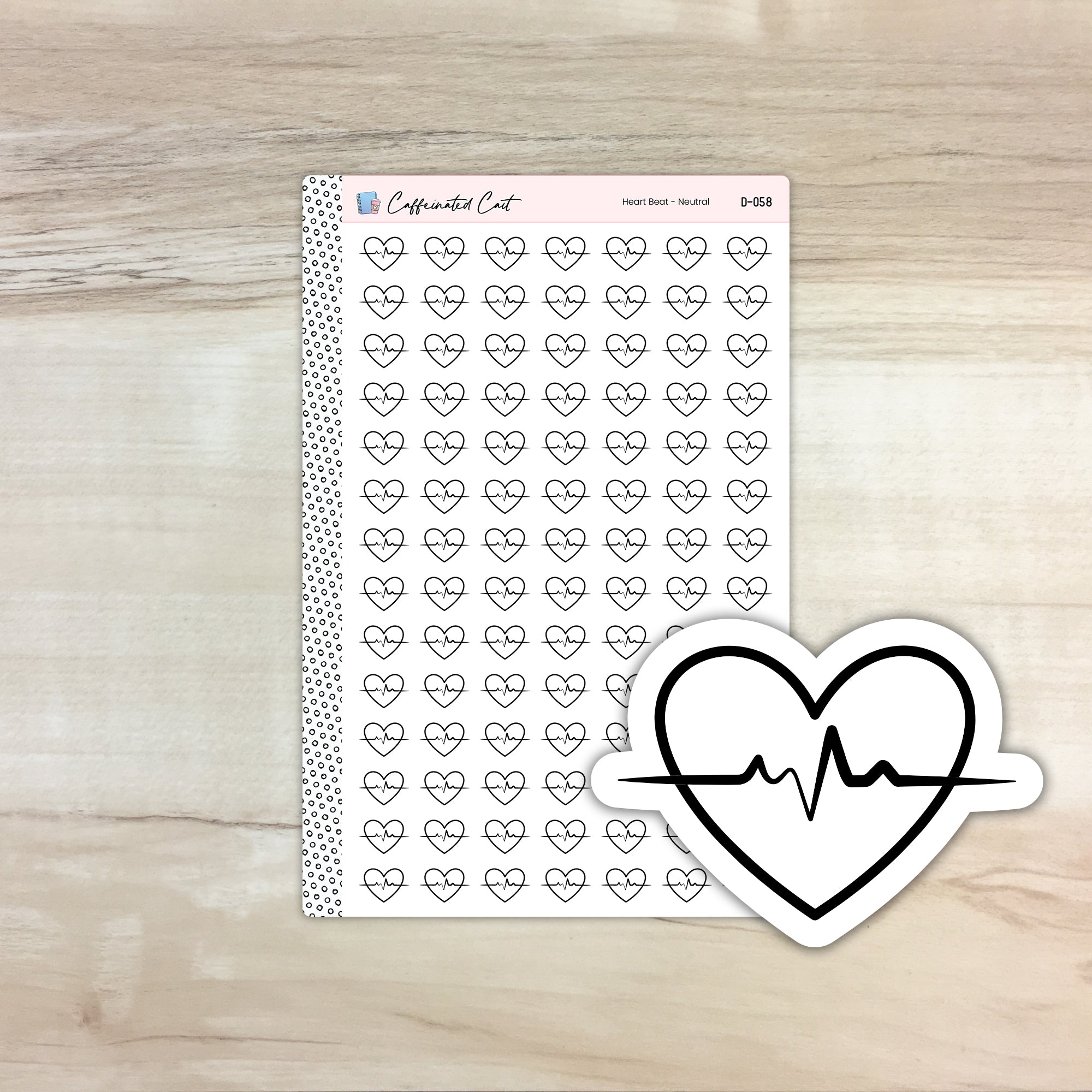 Heartbeat Doodle Icon Stickers - Neutral Colorway [ D-058 ]