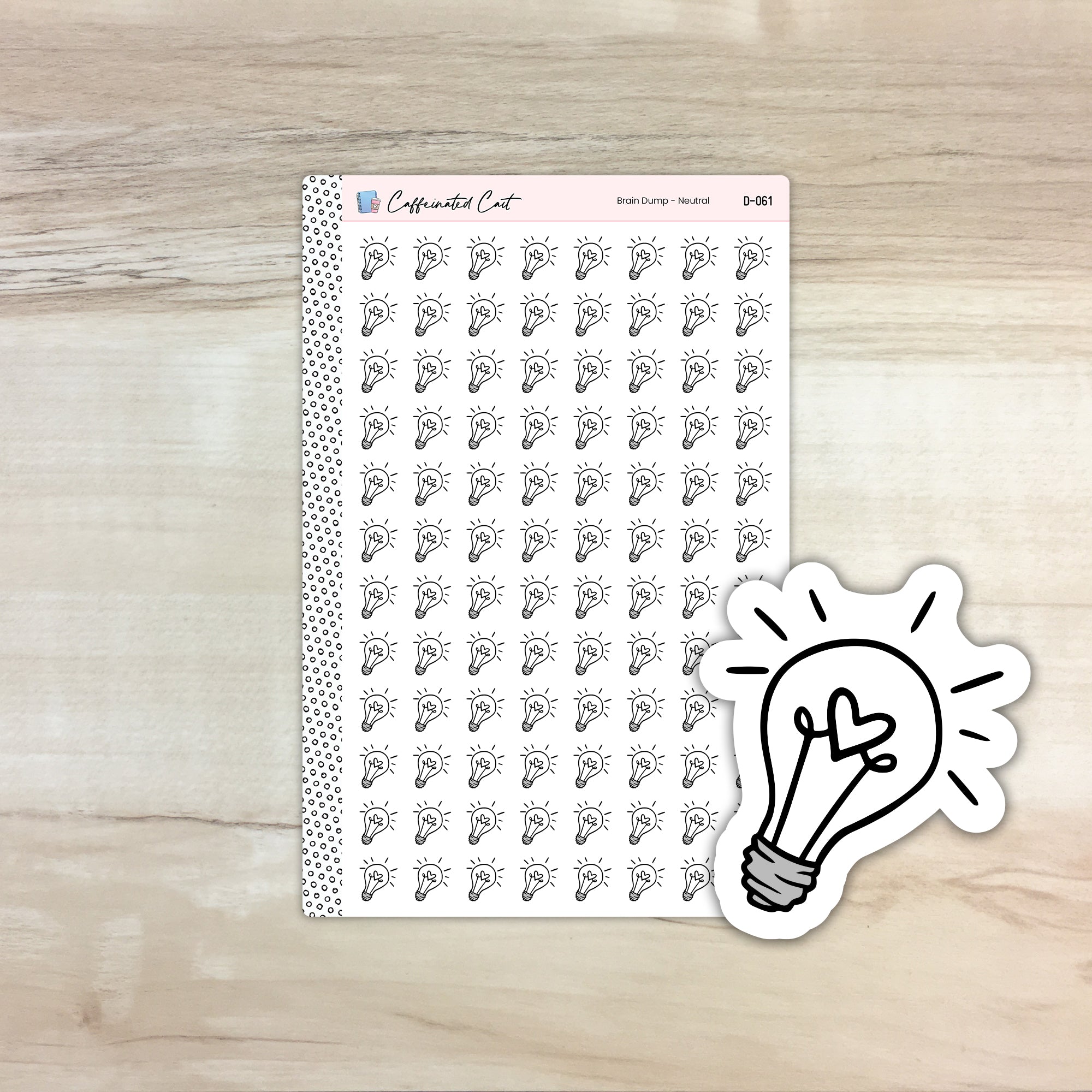 Light Bulb Doodle Icon Stickers - Neutral Colorway [ D-061 ]