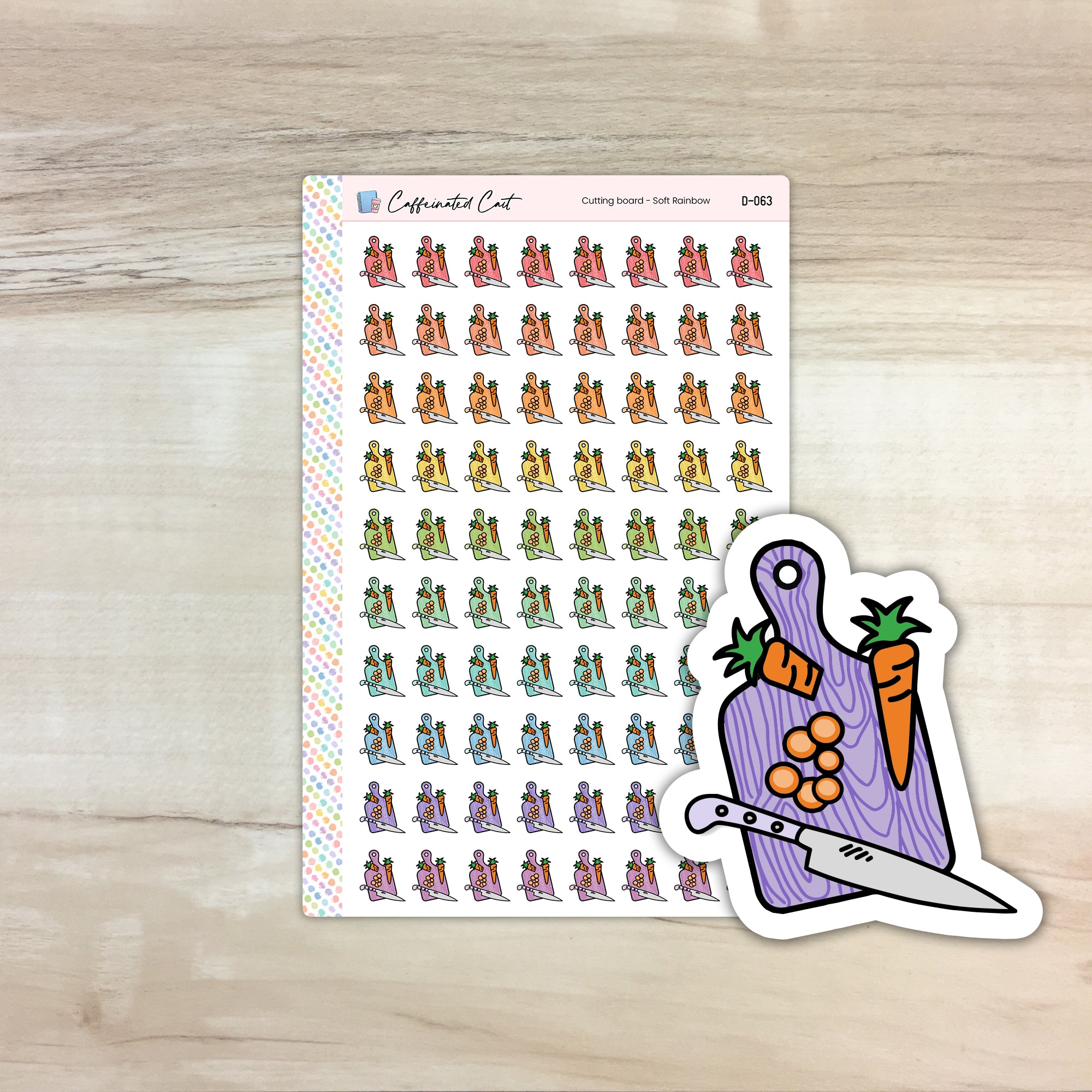 Meal Prep Doodle Icon Stickers - Soft Rainbow Colorway [ D-063 ]