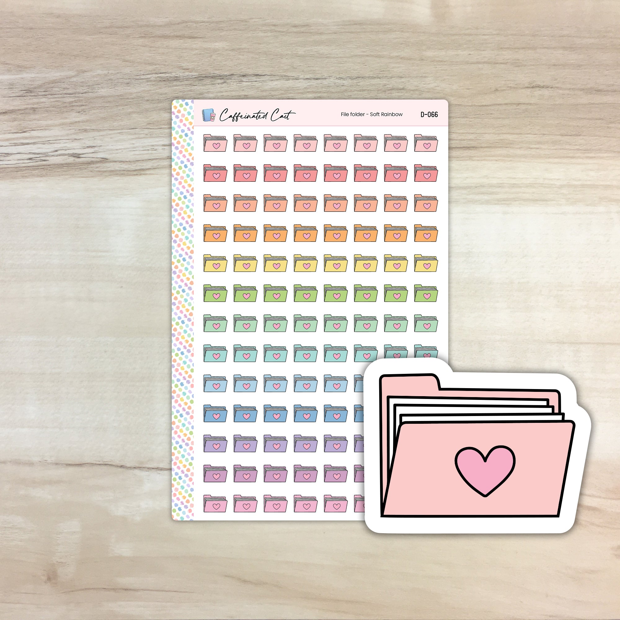 File Folder Doodle Icon Stickers - Soft Rainbow Colorway [ D-066 ]