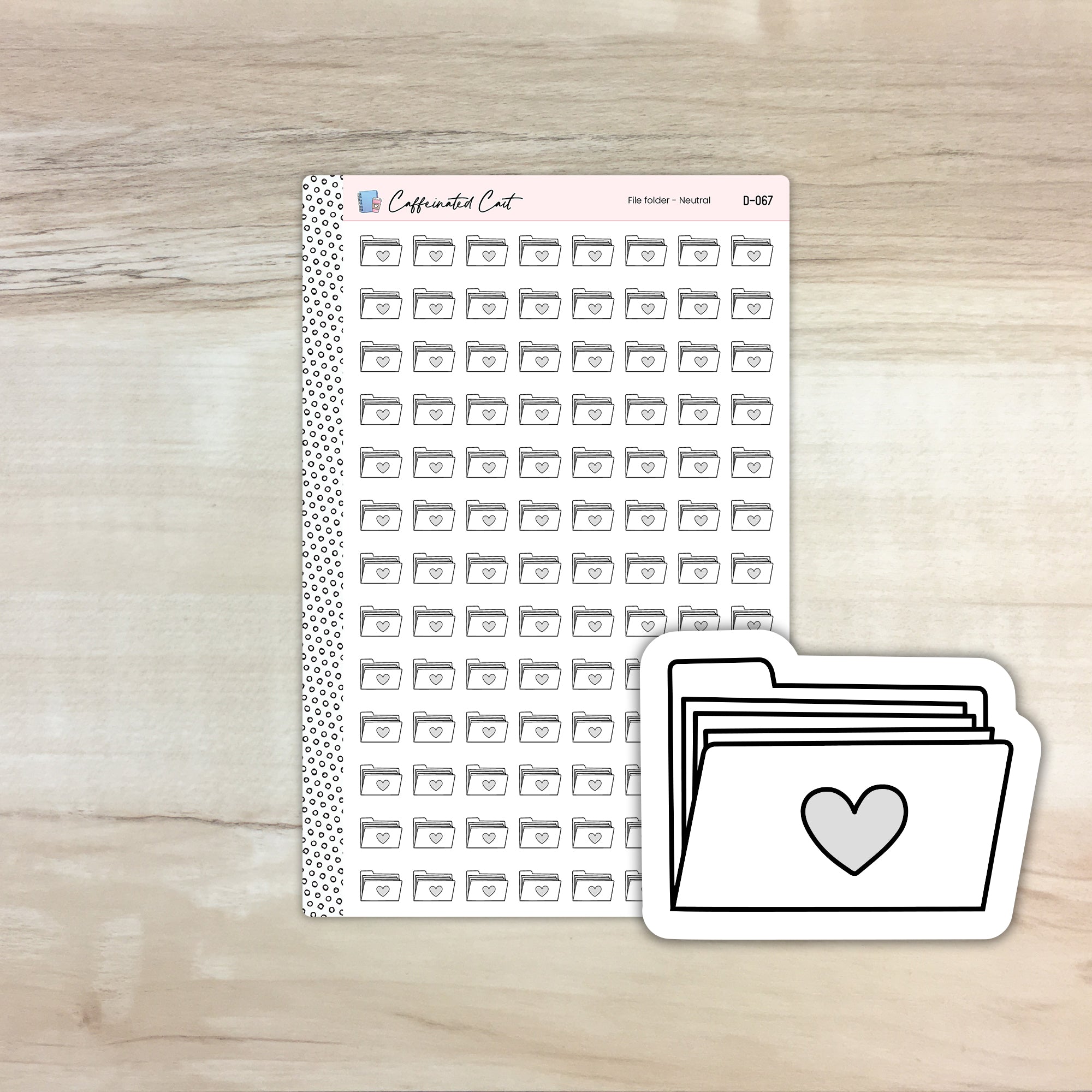 File Folder Doodle Icon Stickers - Neutral Colorway [ D-067 ]