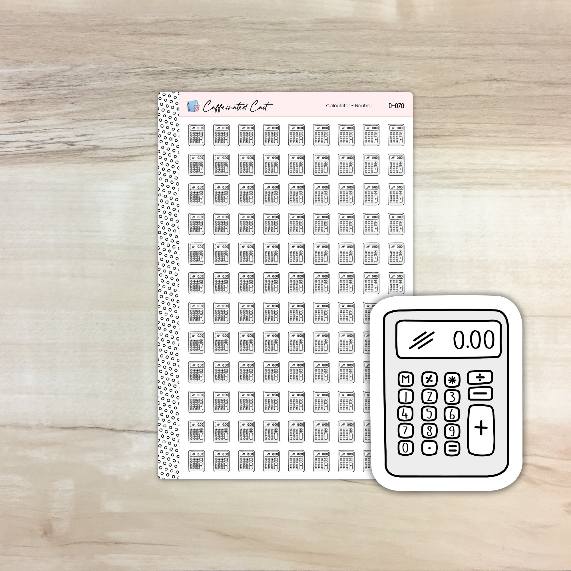 Calculator Doodle Icon Stickers - Neutral Colorway [ D-070 ]