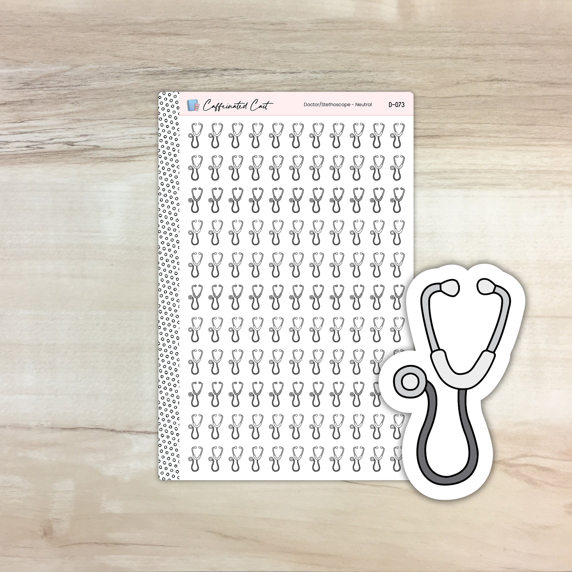 Doctor/Stethoscope Doodle Icon Stickers - Neutral Colorway [ D-073 ]