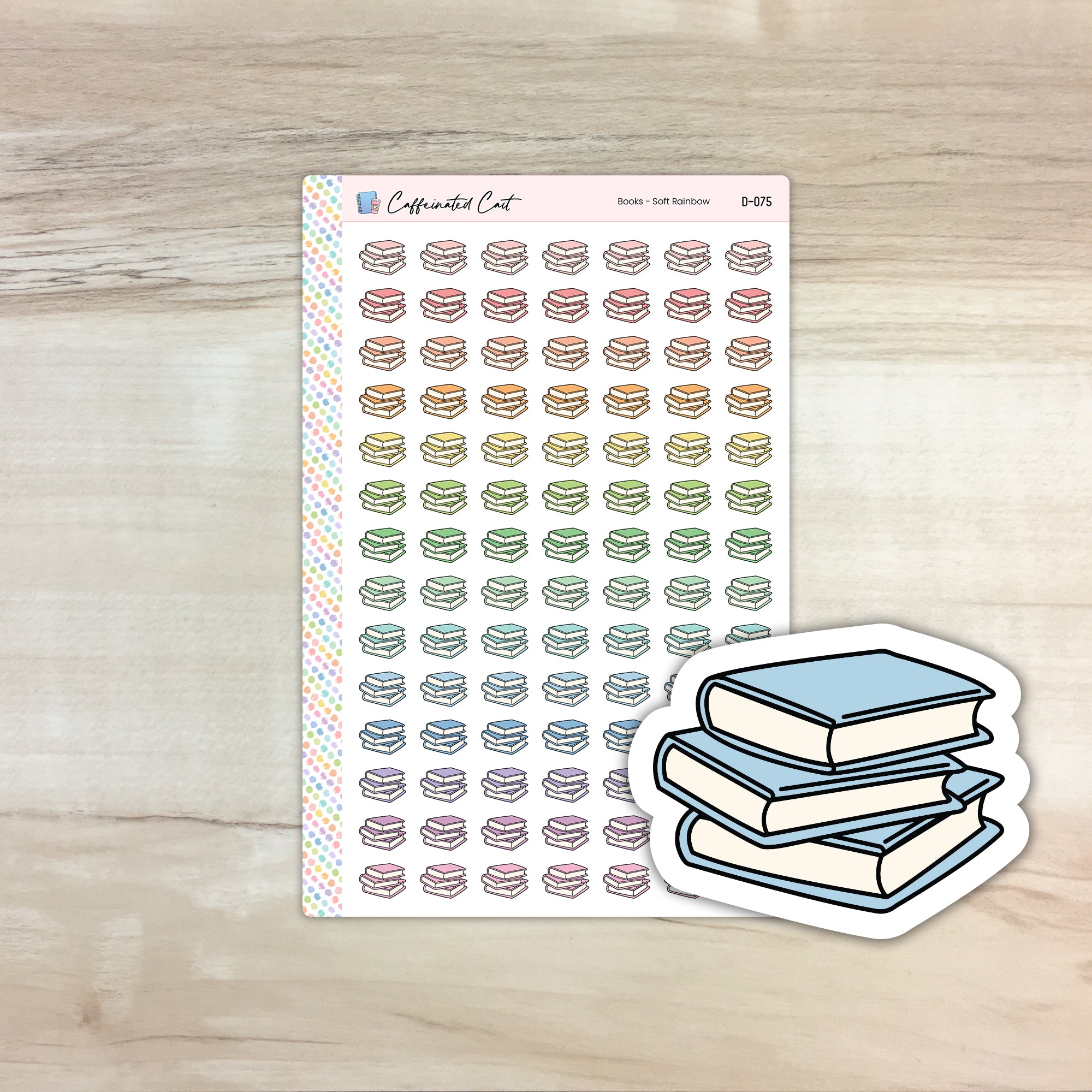 Books Doodle Icon Stickers - Soft Rainbow Colorway [ D-075 ]