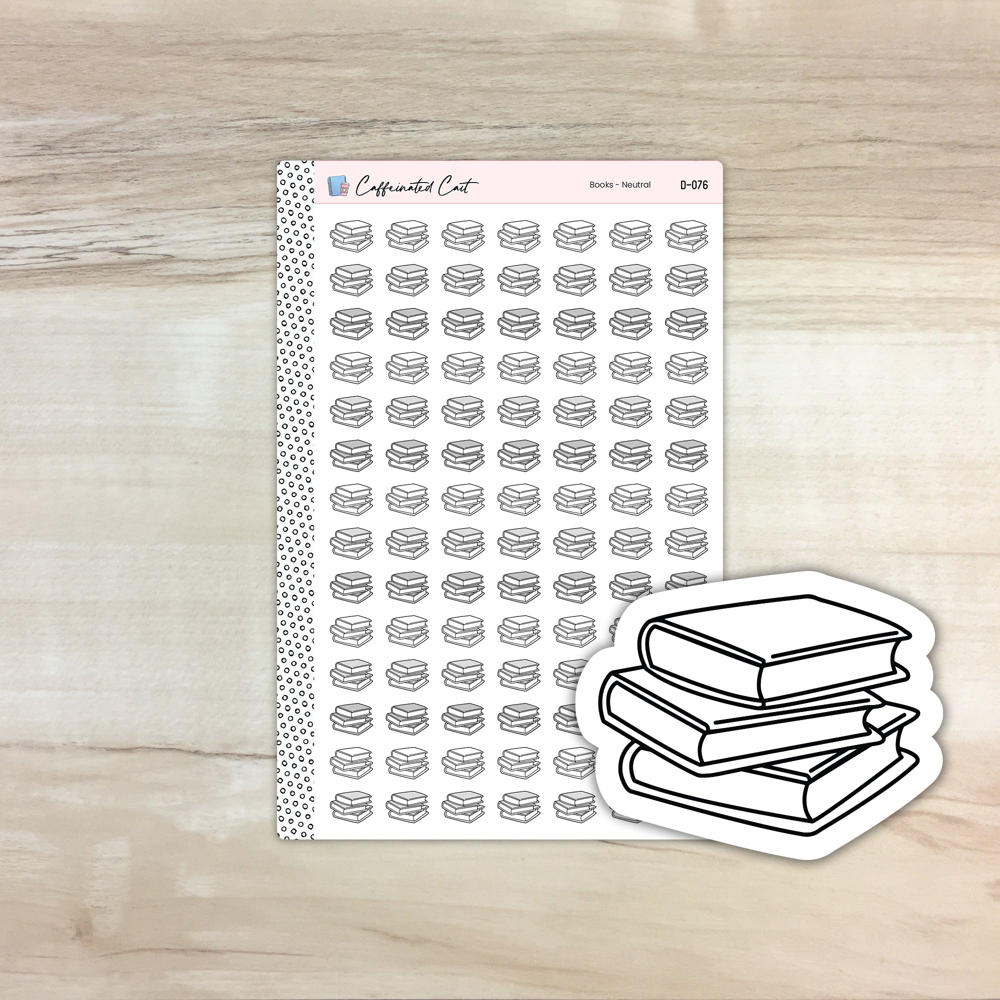 Books Doodle Icon Stickers - Neutral Colorway [ D-076 ]