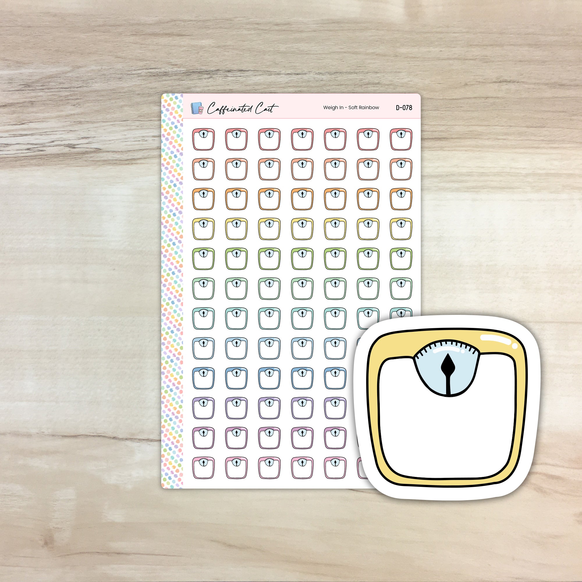 Weigh-In Doodle Icon Stickers - Soft Rainbow Colorway [ D-078 ]