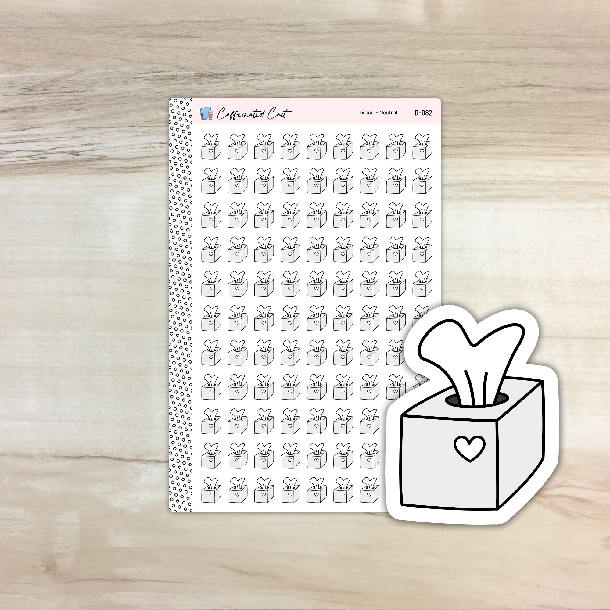 Tissue Box Doodle Icon Stickers - Neutral Colorway [ D-082 ]