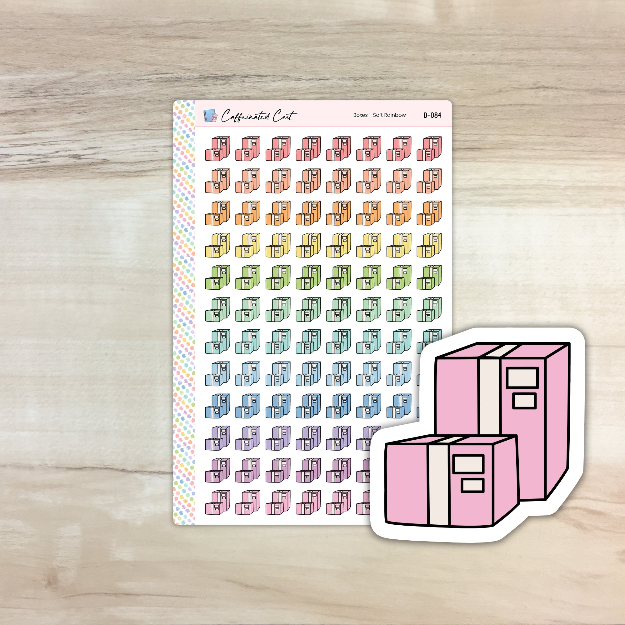 Packages Doodle Icon Stickers - Soft Rainbow Colorway [ D-084 ]